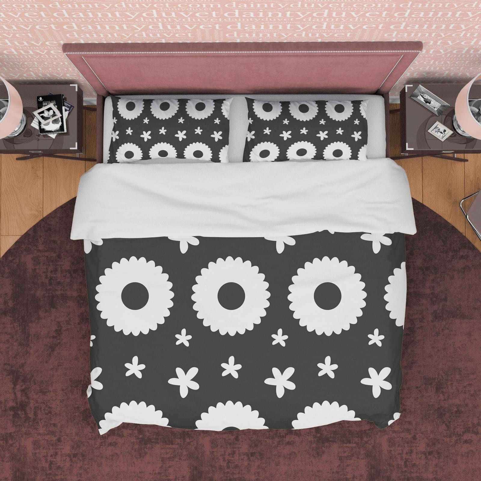 Retro Black and White Duvet Cover Set, Geometric Printed Bedding Set, Simple 90's Nostalgia Bedspread, Unique Opposite Col…