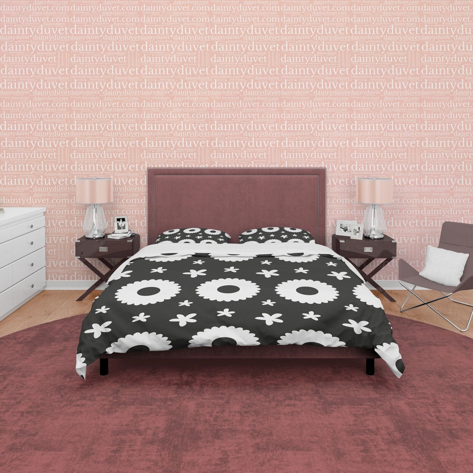 Retro Black and White Duvet Cover Set, Geometric Printed Bedding Set, Simple 90's Nostalgia Bedspread, Unique Opposite Col…