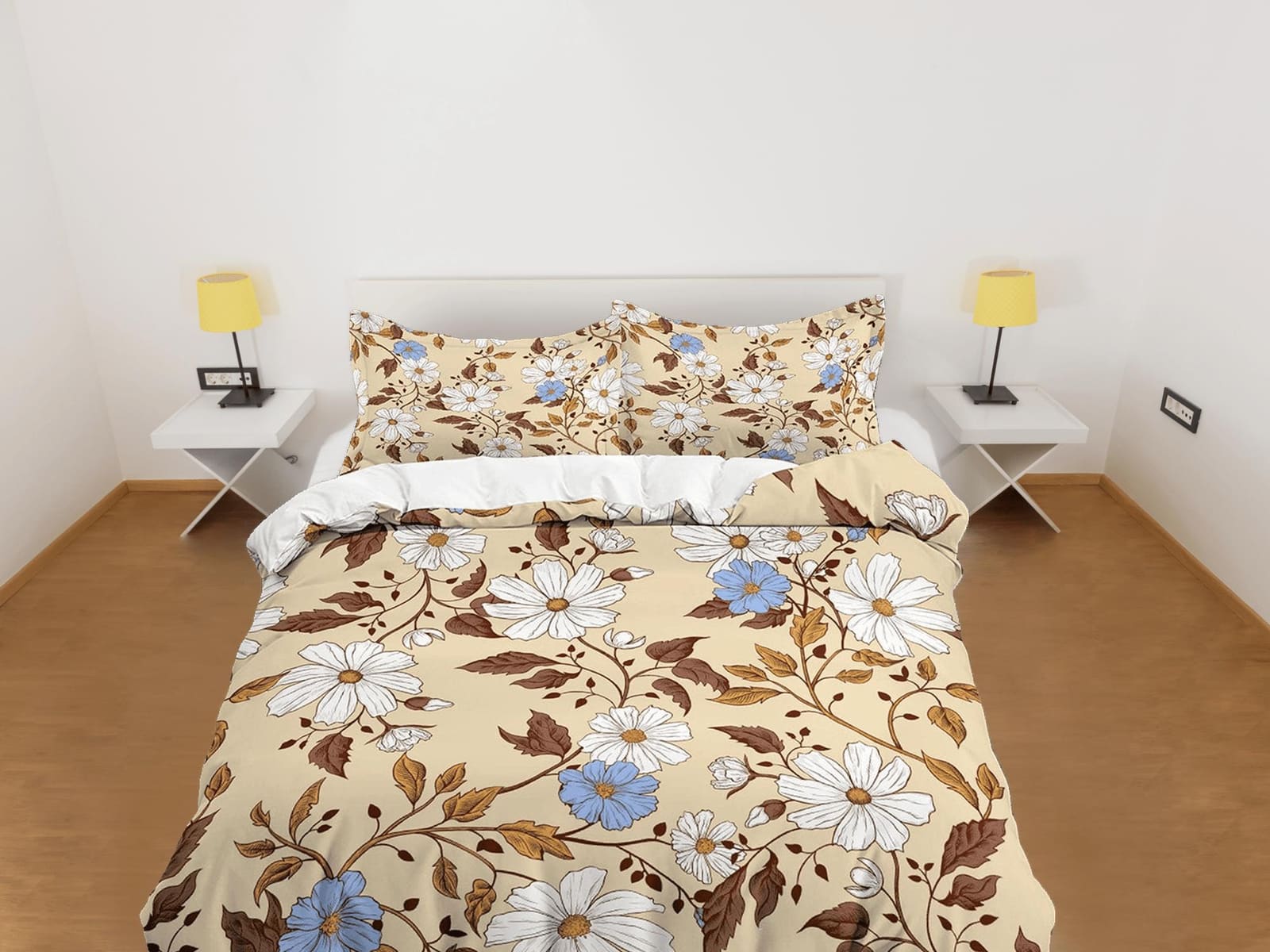 Retro daisy floral bedding, vintage duvet cover queen, king, boho duvet, designer bedding, aesthetic bedding, maximalist f…