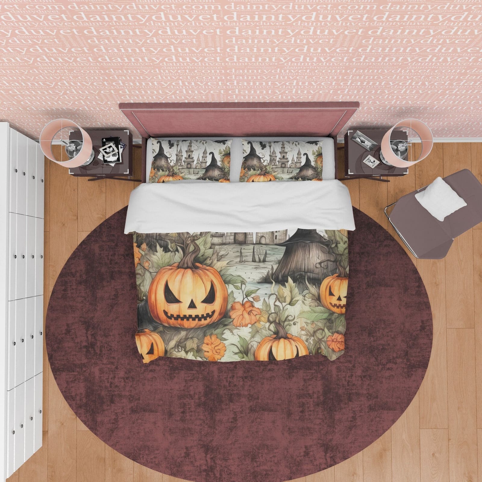 Retro Farmhouse Bedding Pumpkin Duvet Cover Set, Halloween Quilt Cover, Autumn Bedspread, Aesthetic Comforter Bed Cover Zi…