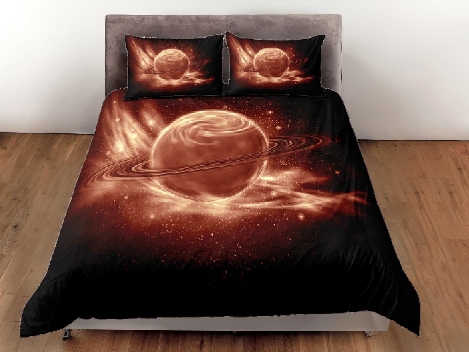 Rustic planet duvet cover set, Saturn galaxy bedding, outer space bedding set full, duvet cover king, queen, dorm bedding,…