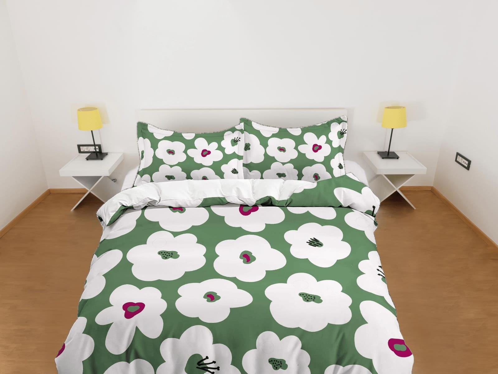 Sage green cute floral duvet cover colorful bedding, teen girl bedroom, baby girl crib bedding boho maximalist bedspread a…
