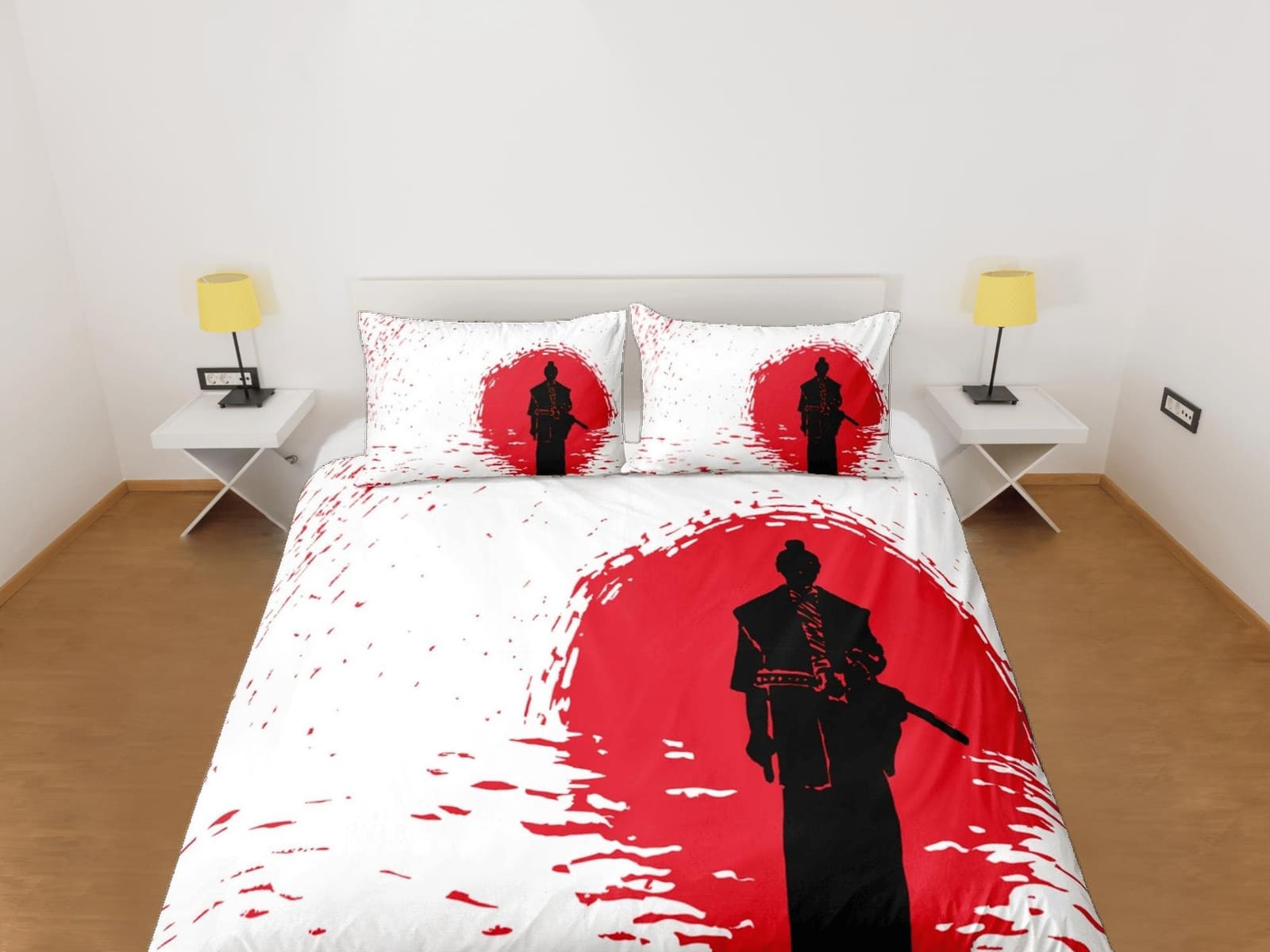 Samurai oriental bedding, aesthetic zipper bedding, japanese anime duvet cover set for king, queen, full, twin, single, to…