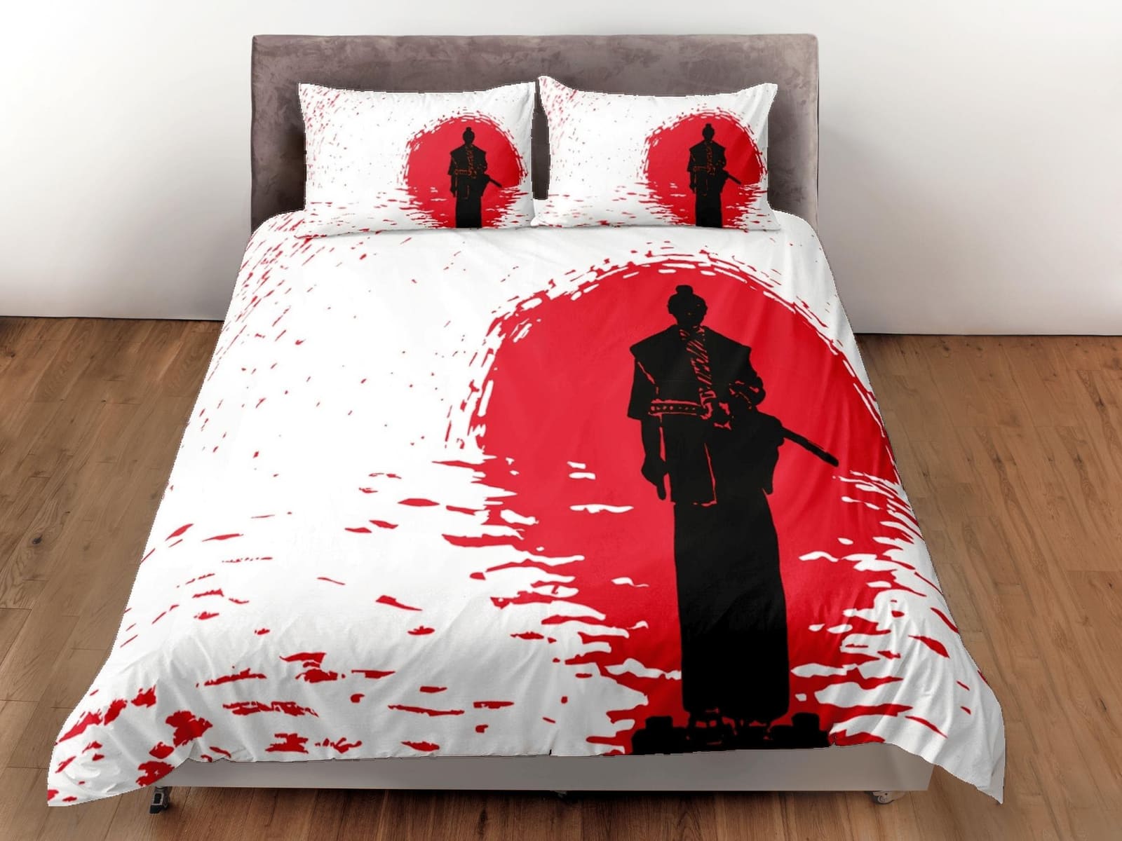 Samurai oriental bedding, aesthetic zipper bedding, japanese anime duvet cover set for king, queen, full, twin, single, to…