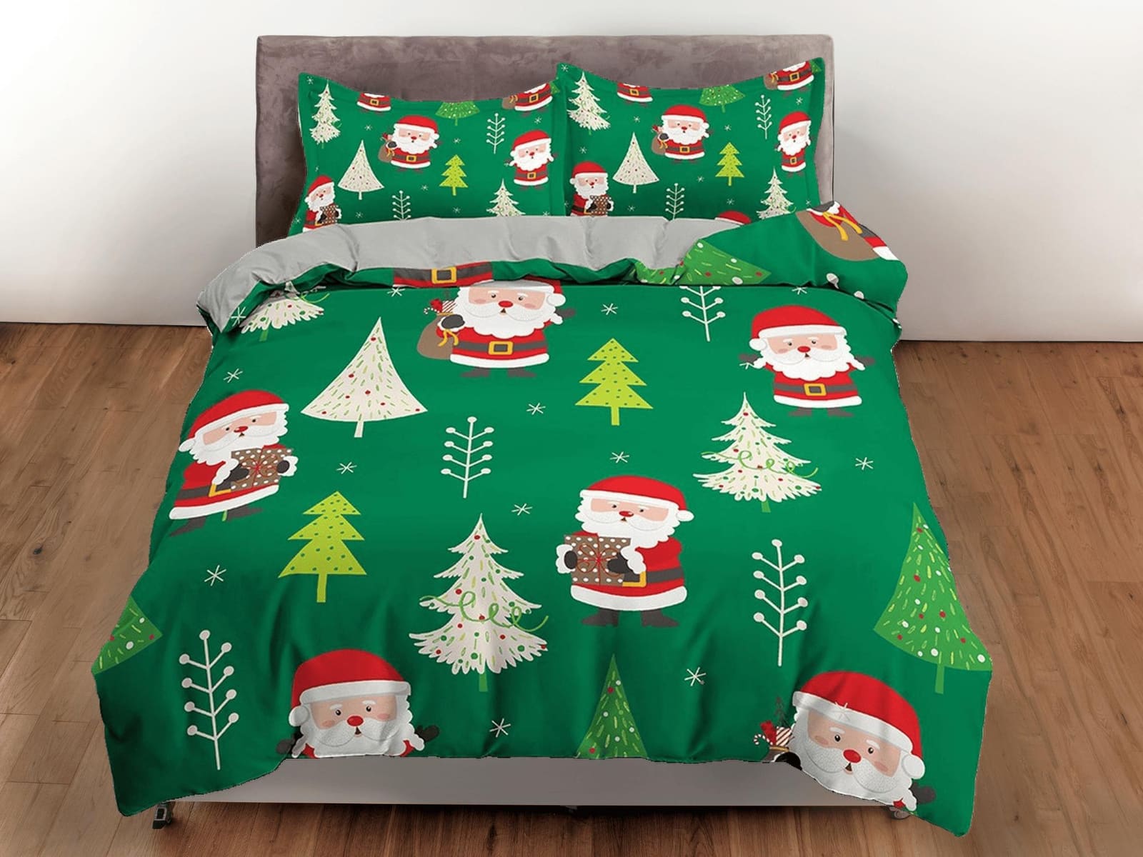 Santa claus green duvet cover set christmas full size bedding & pillowcase, college bedding, crib toddler bedding, holiday…