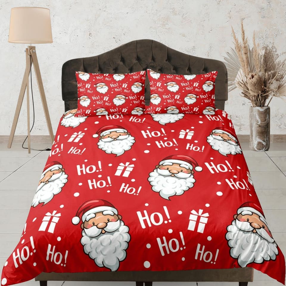 Santa Claus Laugh Christmas bedding & pillowcase holiday gift red duvet cover king queen full twin toddler bedding baby Ch…
