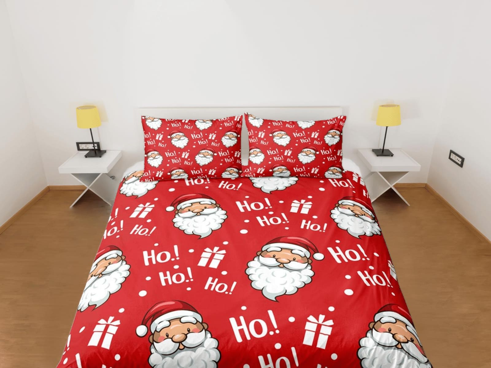 Santa Claus Laugh Christmas bedding & pillowcase holiday gift red duvet cover king queen full twin toddler bedding baby Ch…