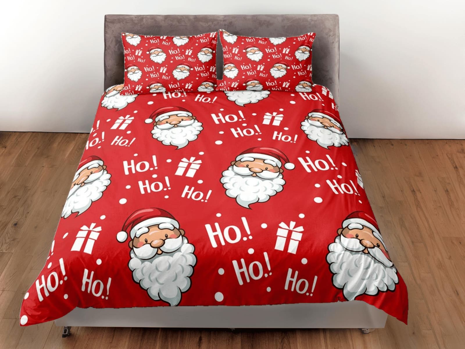 Santa Claus Laugh Christmas bedding & pillowcase holiday gift red duvet cover king queen full twin toddler bedding baby Ch…