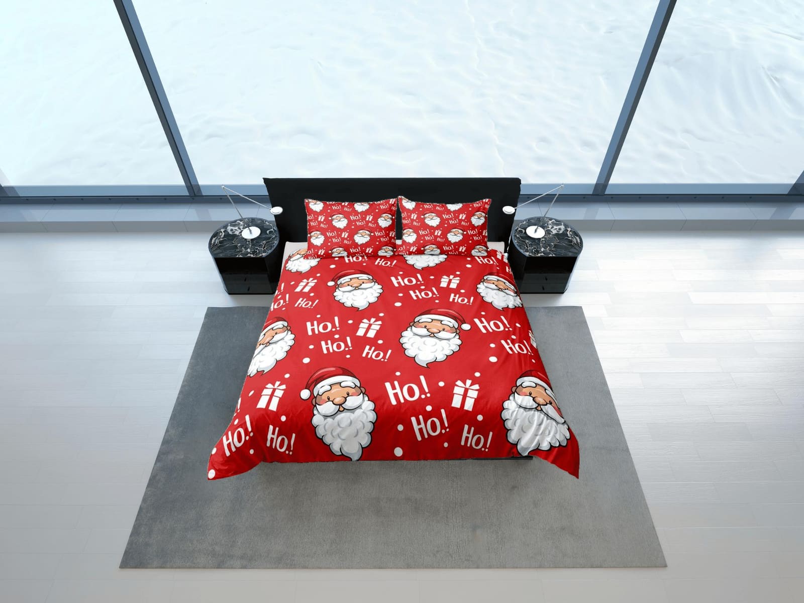 Santa Claus Laugh Christmas bedding & pillowcase holiday gift red duvet cover king queen full twin toddler bedding baby Ch…