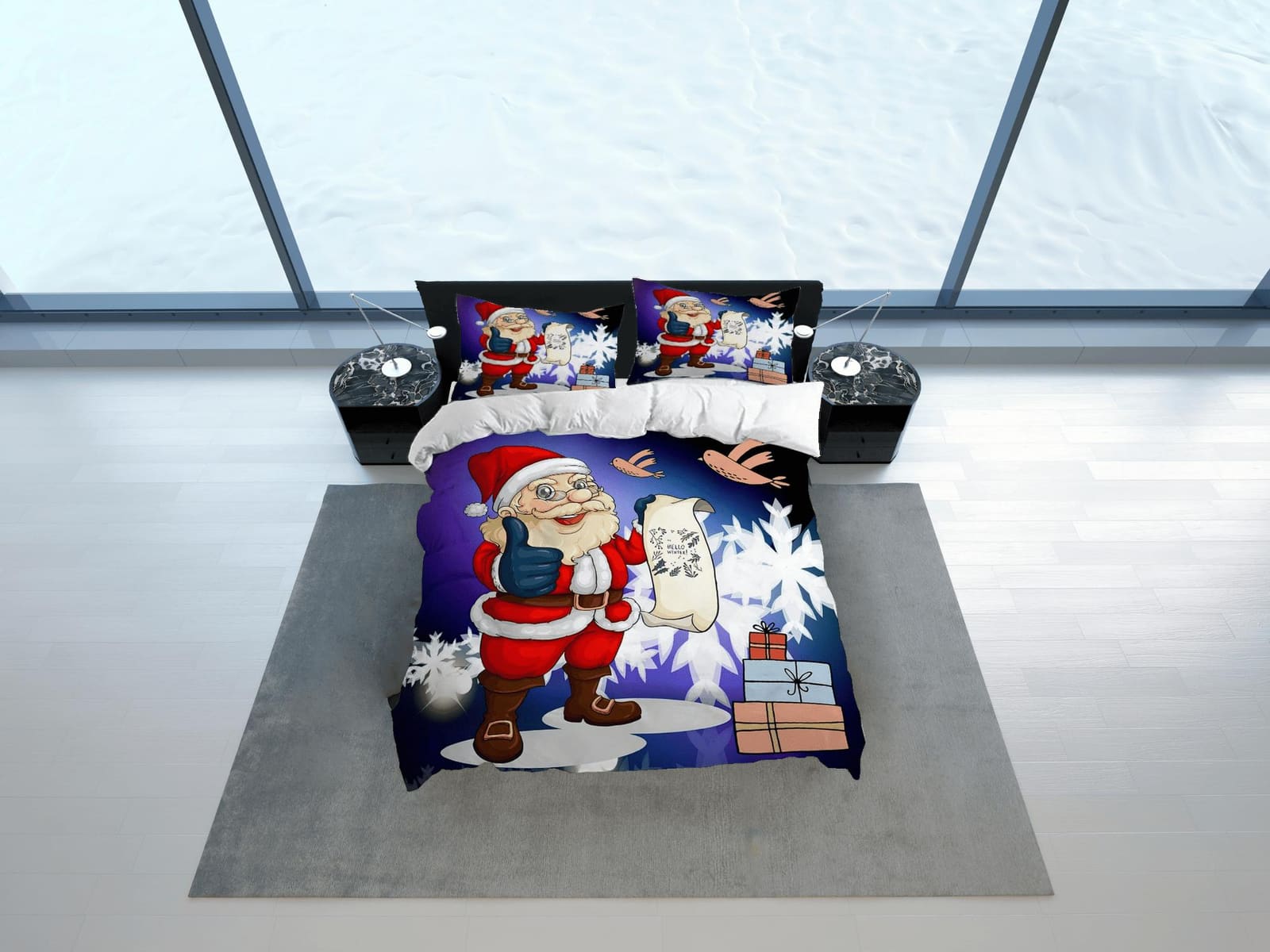 Santa Claus List Christmas bedding & pillowcase holiday gift duvet cover king queen full twin toddler bedding baby Christm…