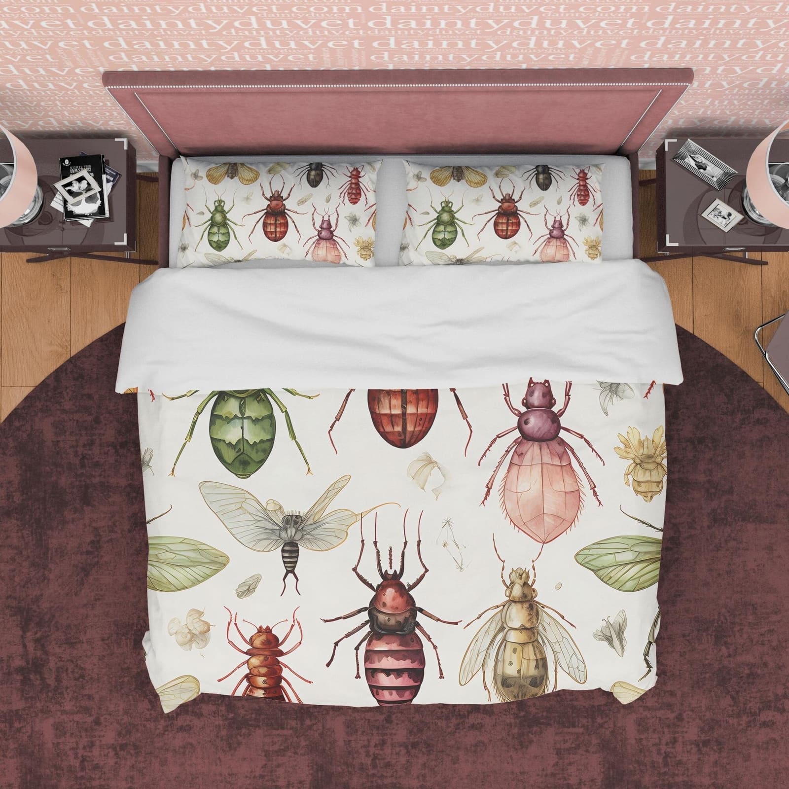 Scary Bug Halloween Duvet Cover Set & Pillowcase, Creepy Insect White Quilt Cover Aesthetic Zipper Bedding, Halloween Room…