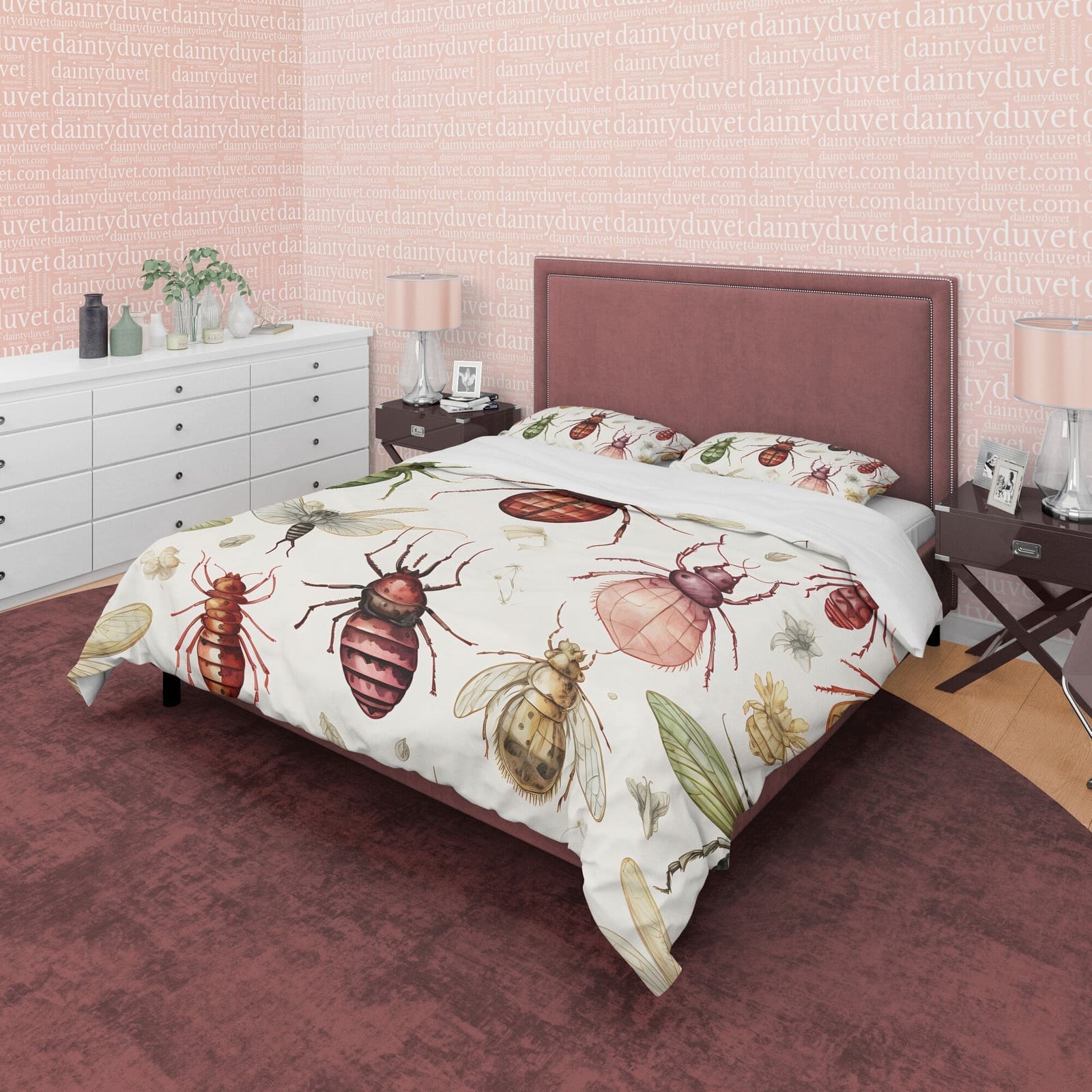 Scary Bug Halloween Duvet Cover Set & Pillowcase, Creepy Insect White Quilt Cover Aesthetic Zipper Bedding, Halloween Room…