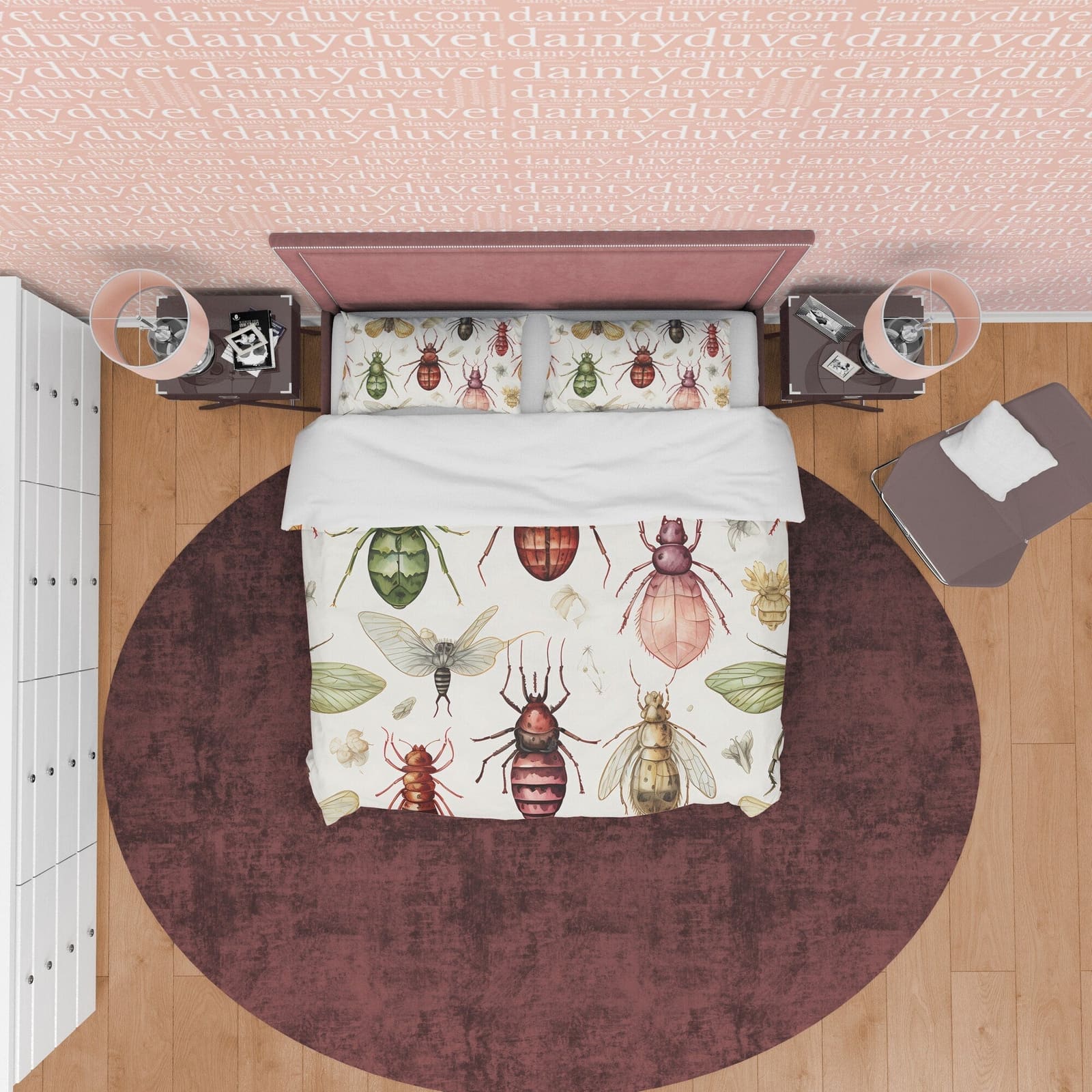 Scary Bug Halloween Duvet Cover Set & Pillowcase, Creepy Insect White Quilt Cover Aesthetic Zipper Bedding, Halloween Room…