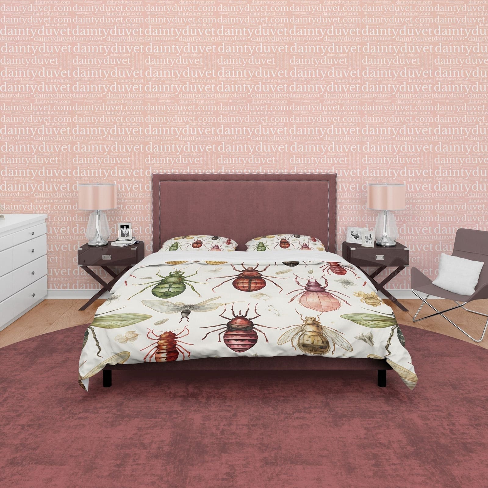 Scary Bug Halloween Duvet Cover Set & Pillowcase, Creepy Insect White Quilt Cover Aesthetic Zipper Bedding, Halloween Room…