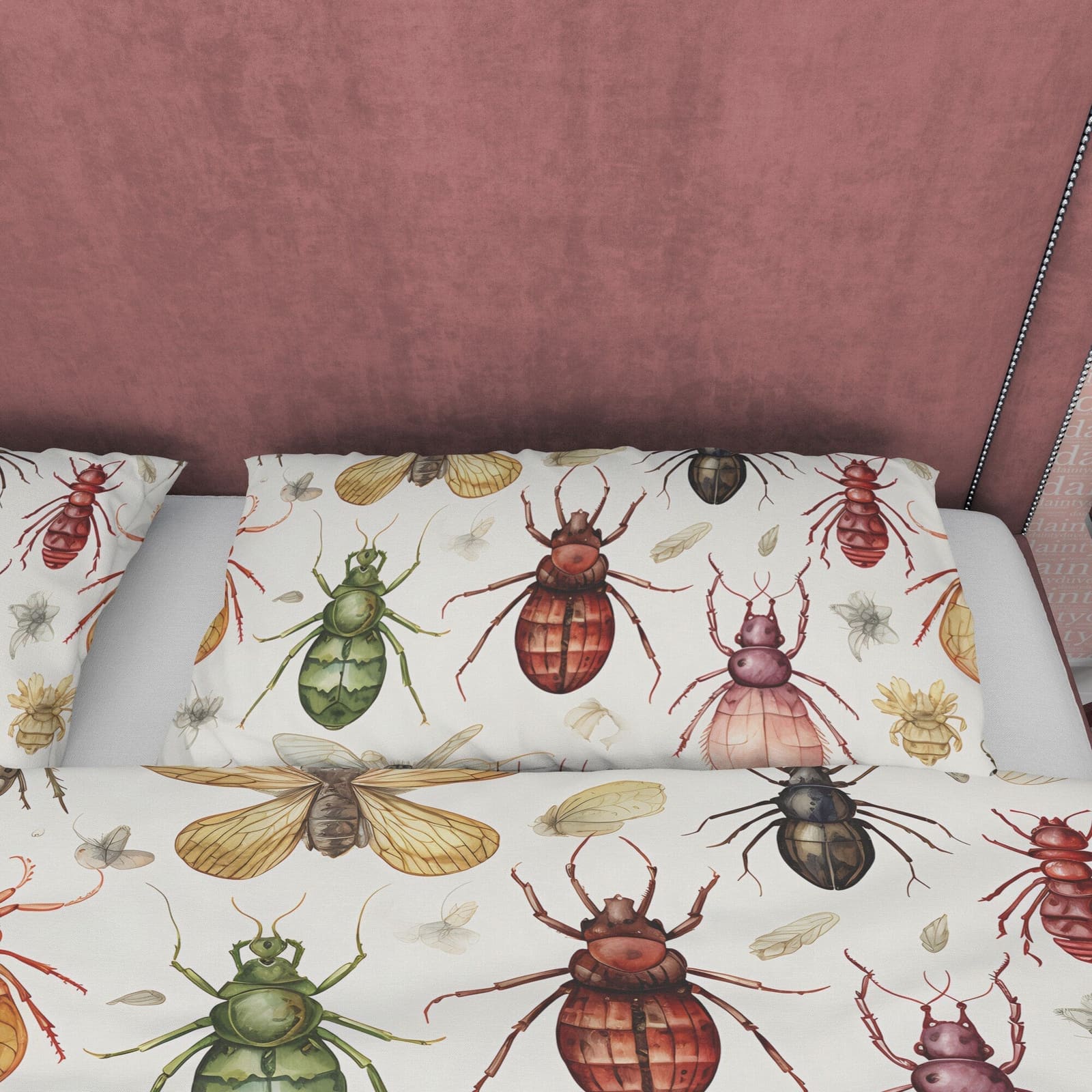 Scary Bug Halloween Duvet Cover Set & Pillowcase, Creepy Insect White Quilt Cover Aesthetic Zipper Bedding, Halloween Room…
