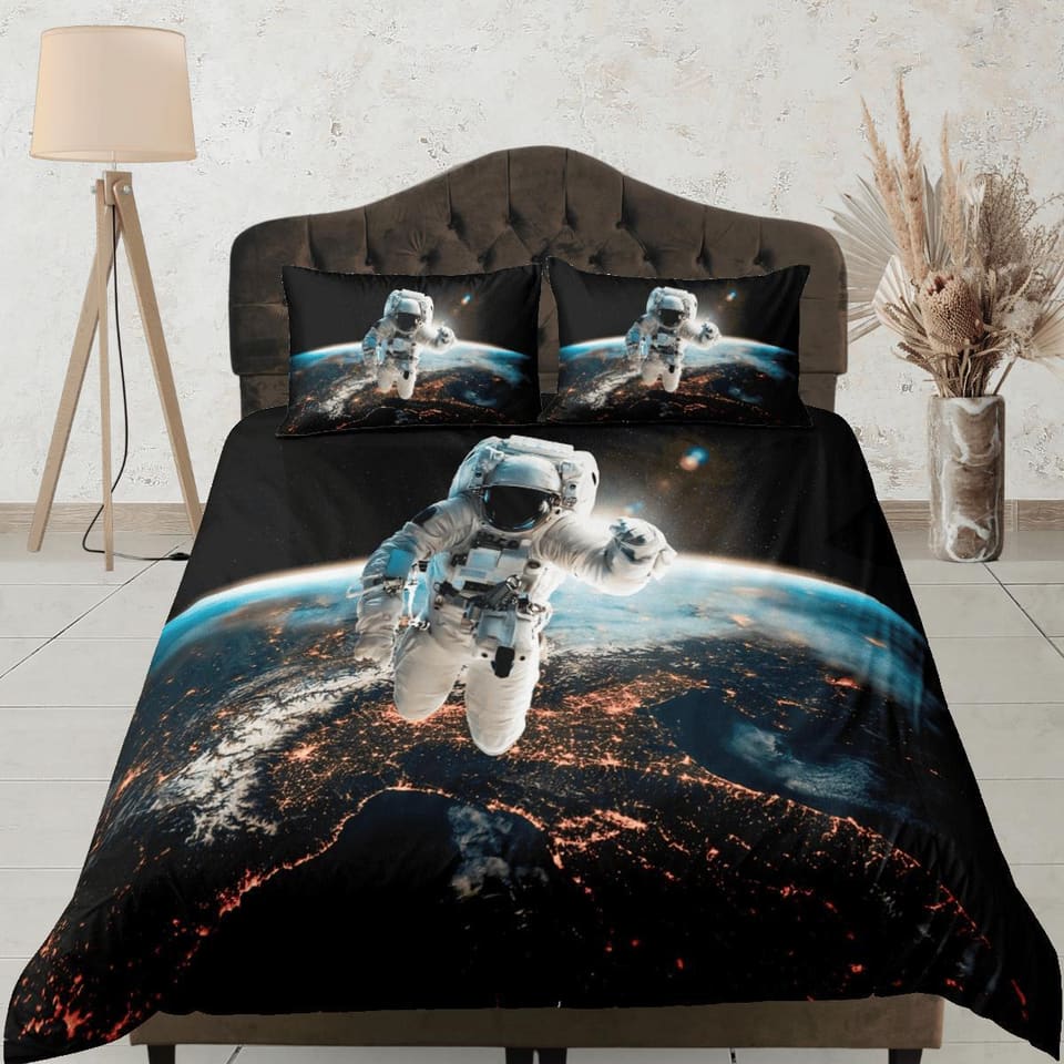 Sci Fi Galaxy Space Astronaut Duvet Cover Set Bedspread Kids Bedding & Pillowcase