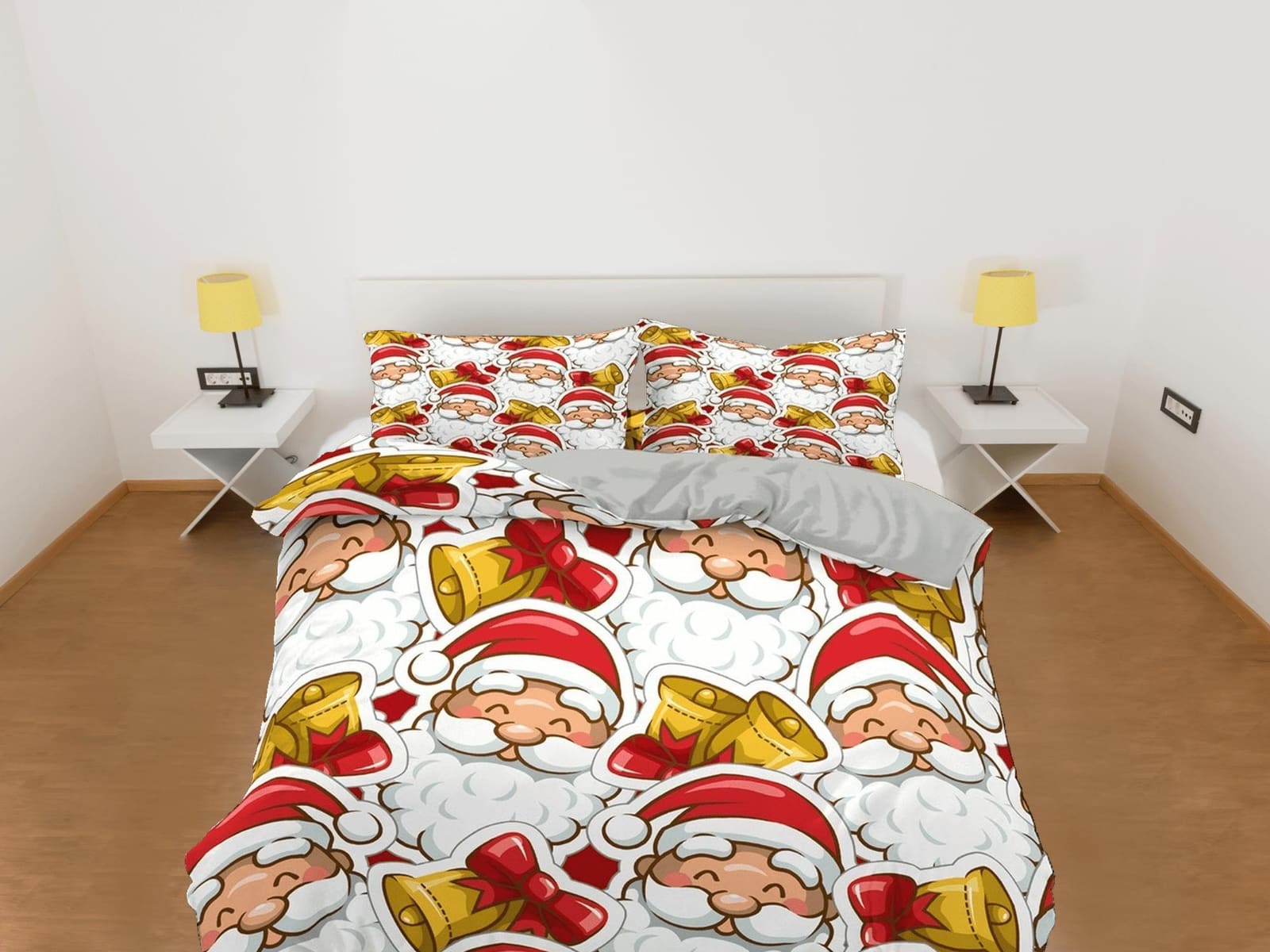 Smiling Santa Claus faces Christmas bedding & pillowcase holiday gift duvet cover king queen toddler bedding baby Christma…