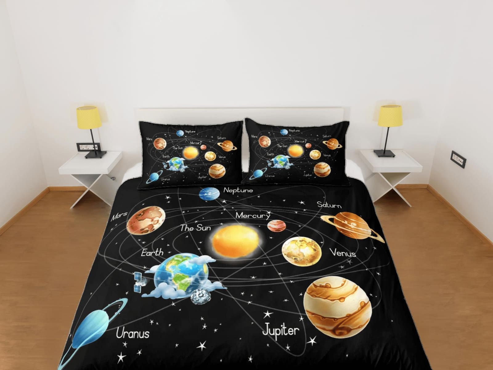 Solar System Planets Galaxy Duvet Cover Set Bedspread, Teens Kids Bedding Pillowcase Comforter Cover