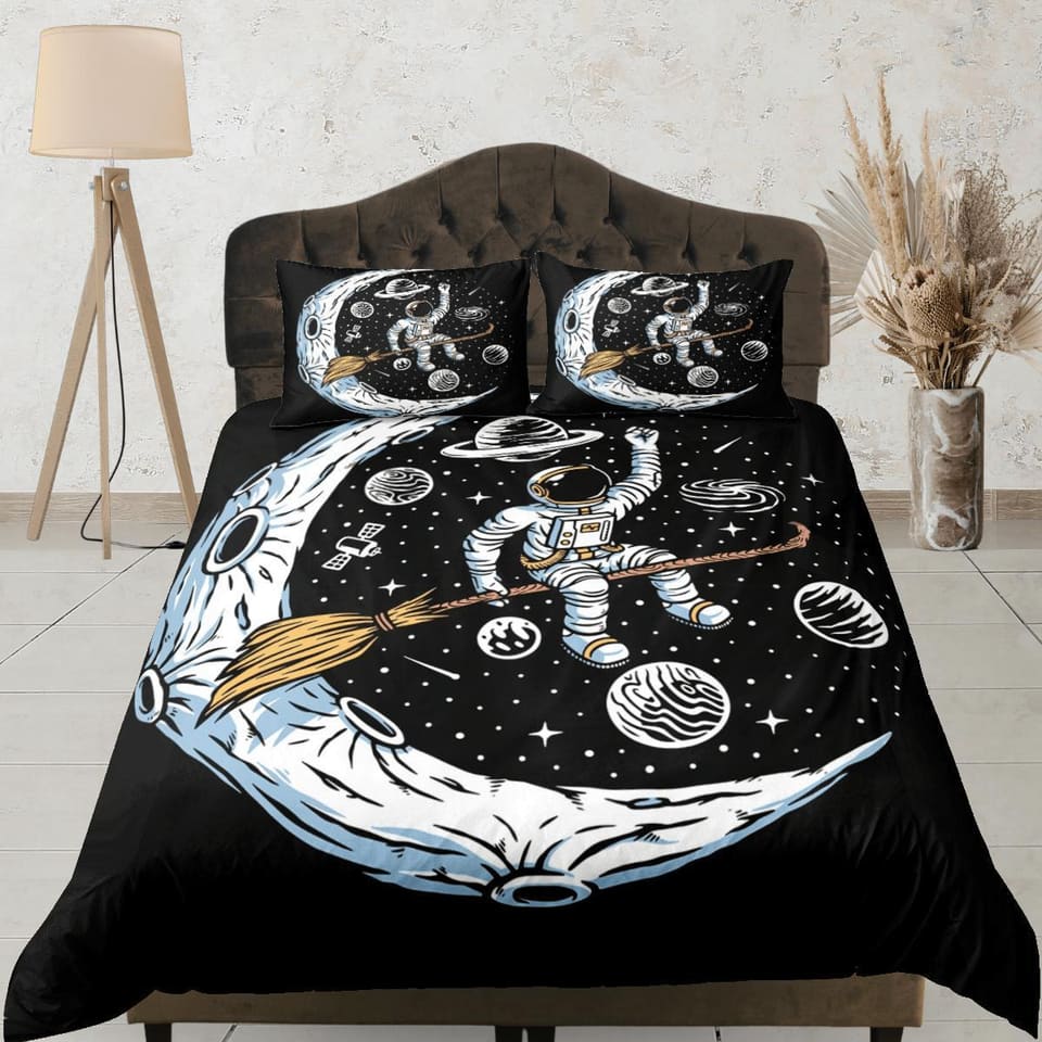 Space Galaxy Astronaut Witch Duvet Cover Set Bedspread, Kids Bedding & Pillowcase