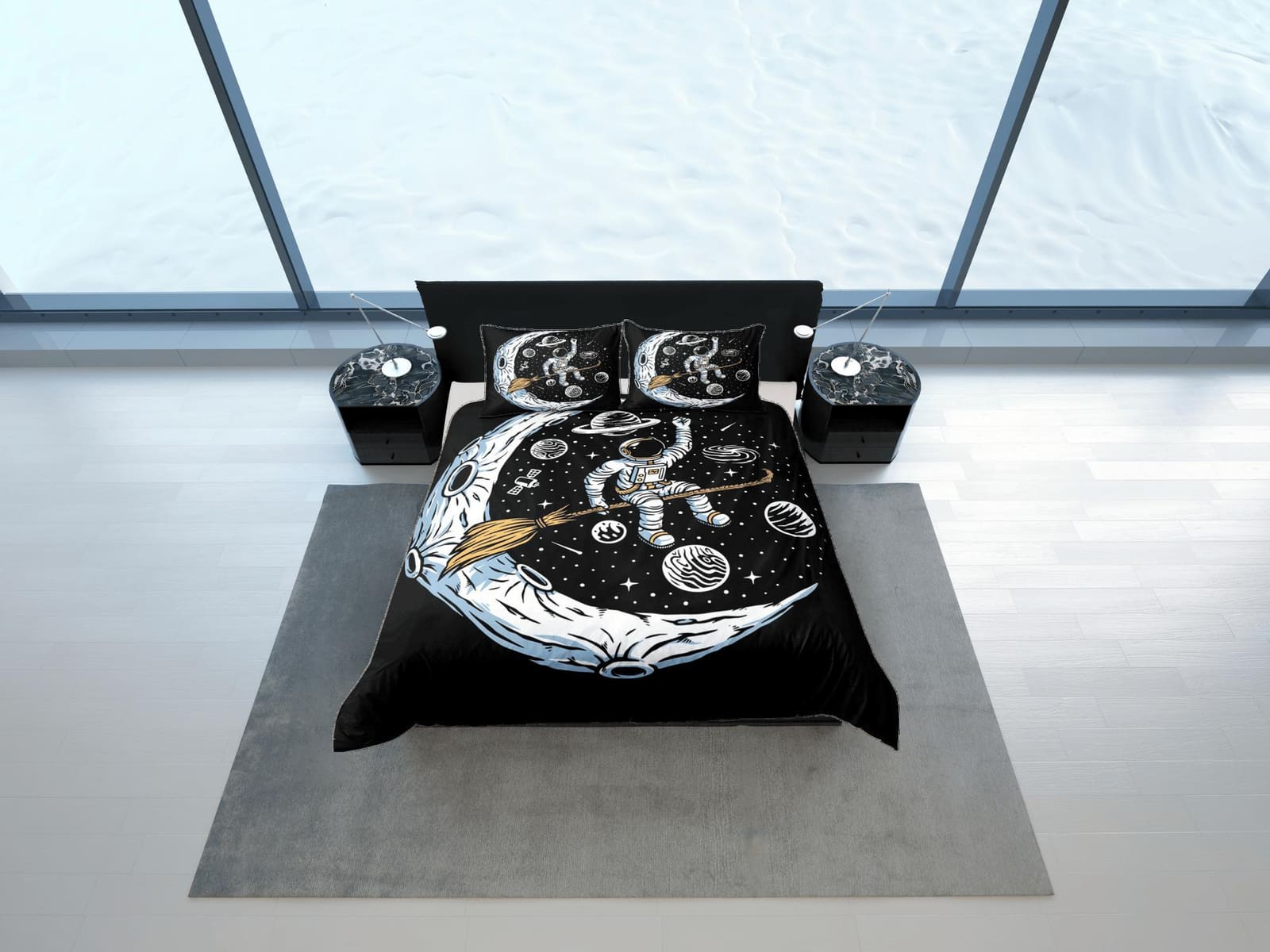 Space Galaxy Astronaut Witch Duvet Cover Set Bedspread, Kids Bedding & Pillowcase