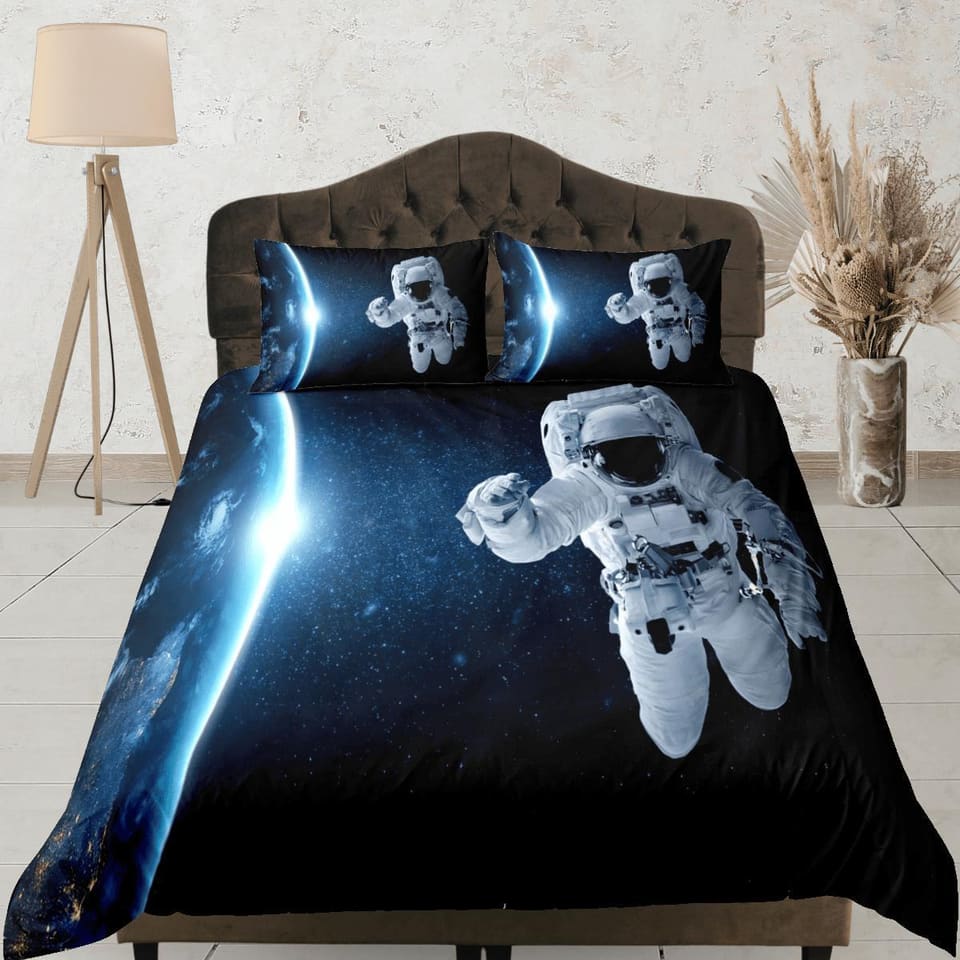 Space Galaxy Sci Fi Astronaut Duvet Cover Set Bedspread, Kids Bedding & Pillowcase