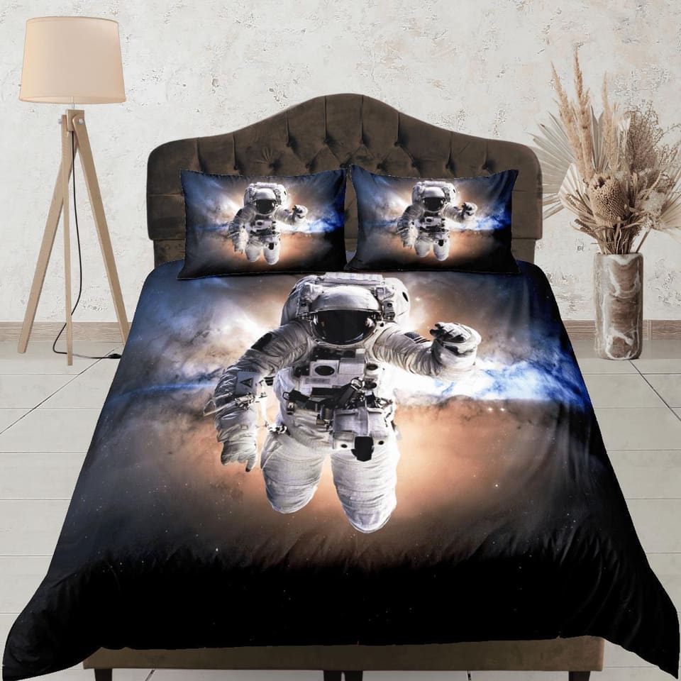 Space Galaxy Sci Fi Astronaut Duvet Cover Set Bedspread, Kids Bedding & Pillowcase