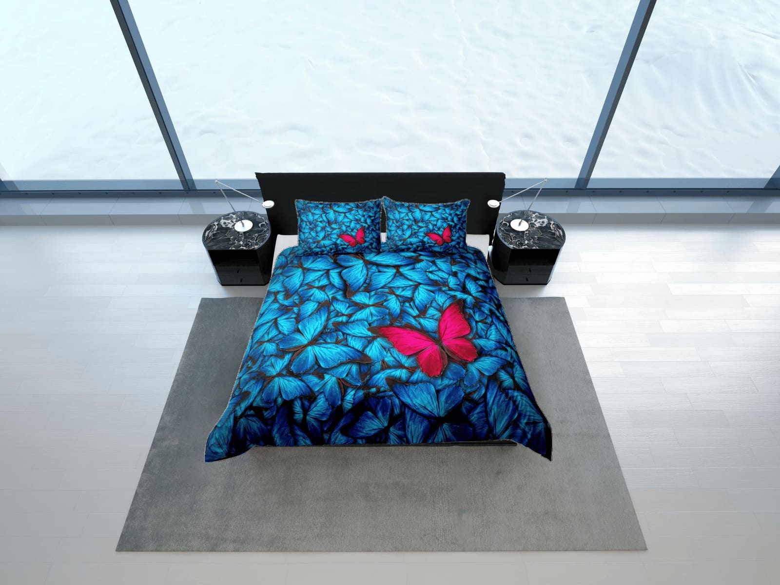 Stand out butterfly bedding blue duvet cover colorful dorm bedding full size adult duvet king queen twin, butterfly nurser…