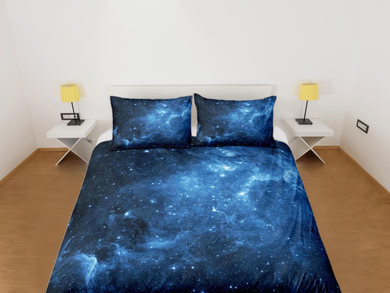 Stars blue galaxy bedding, 3D outer space bedding set full, cosmic duvet cover king, queen, dorm bedding, toddler bedding…