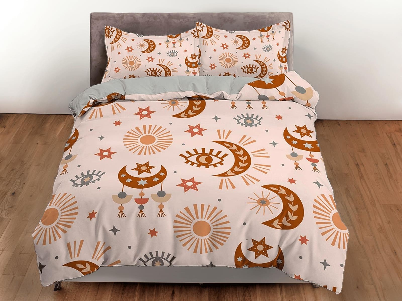 Sun and Moon Astrology Boho Bedding, Zodiac Gift Celestial Dorm Bedding, Duvet Cover Set, Aesthetic Duvet Cover King Queen…