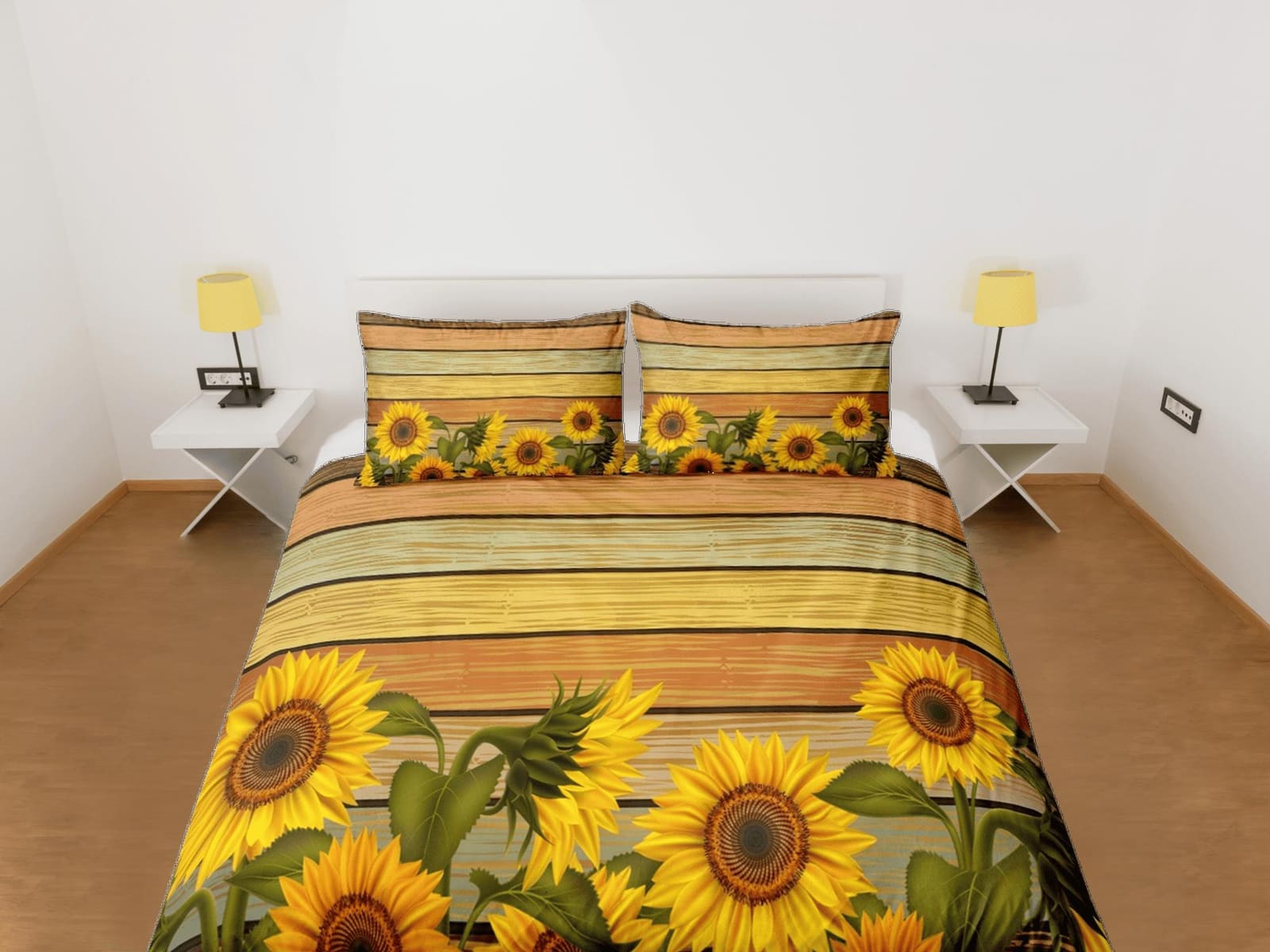 Sunflower floral bedding, duvet cover queen, king, boho duvet, designer bedding, aesthetic bedding, maximalist decor, full…