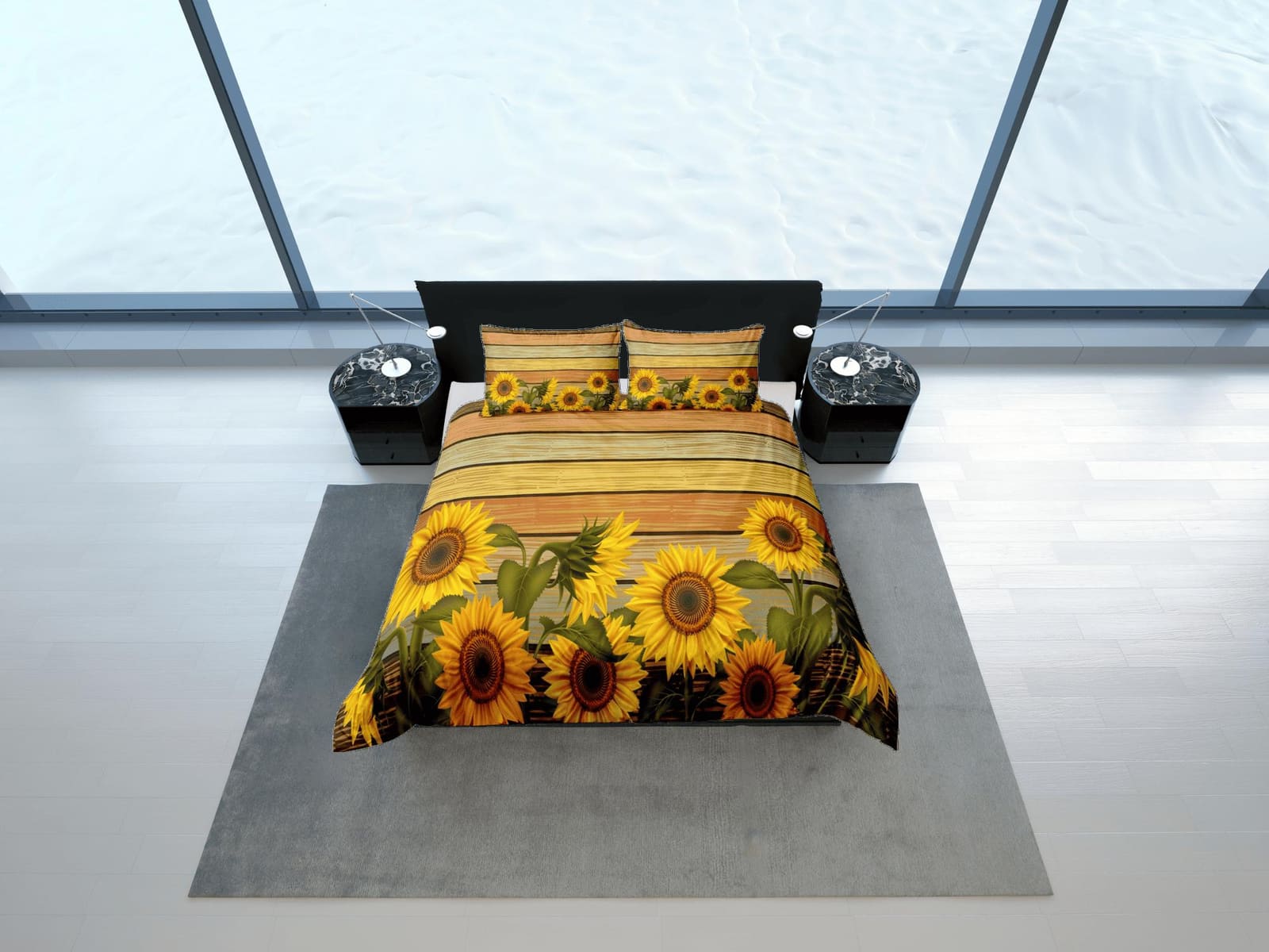 Sunflower floral bedding, duvet cover queen, king, boho duvet, designer bedding, aesthetic bedding, maximalist decor, full…