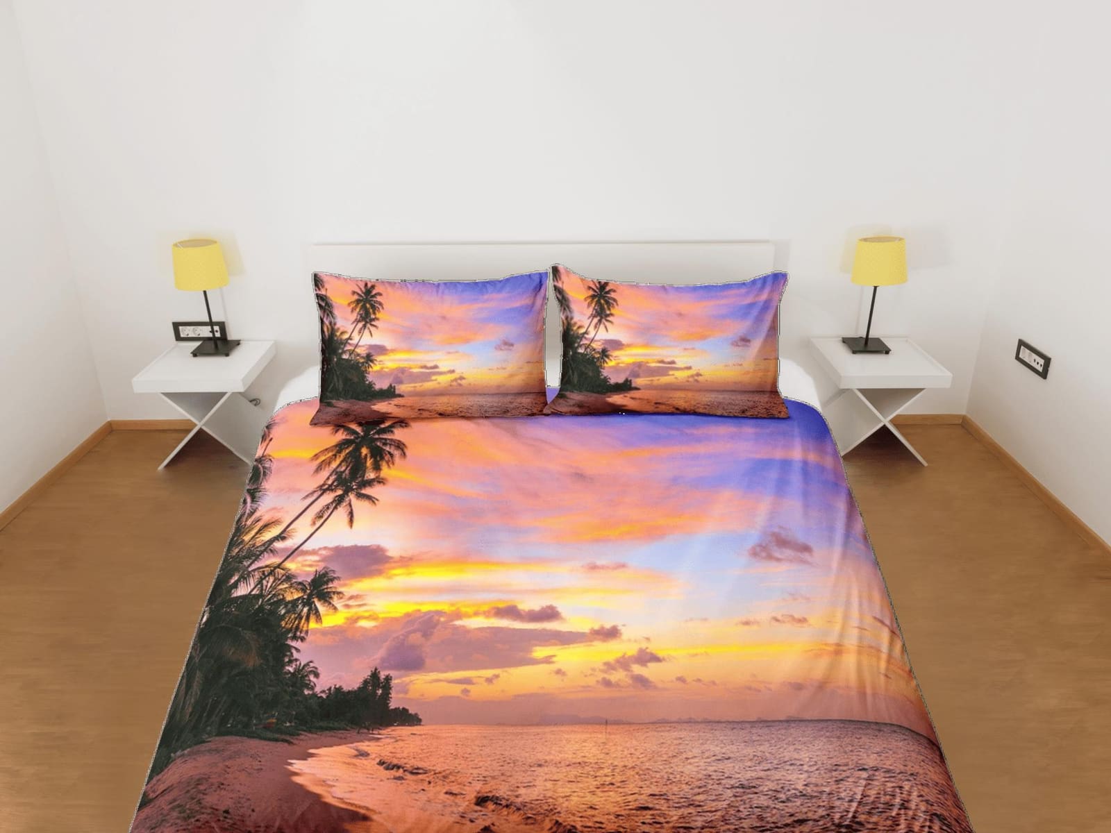 Sunset colors coastal grandma duvet cover nautical bedding set full queen king, aesthetic beach room decor, ocean lover gi…