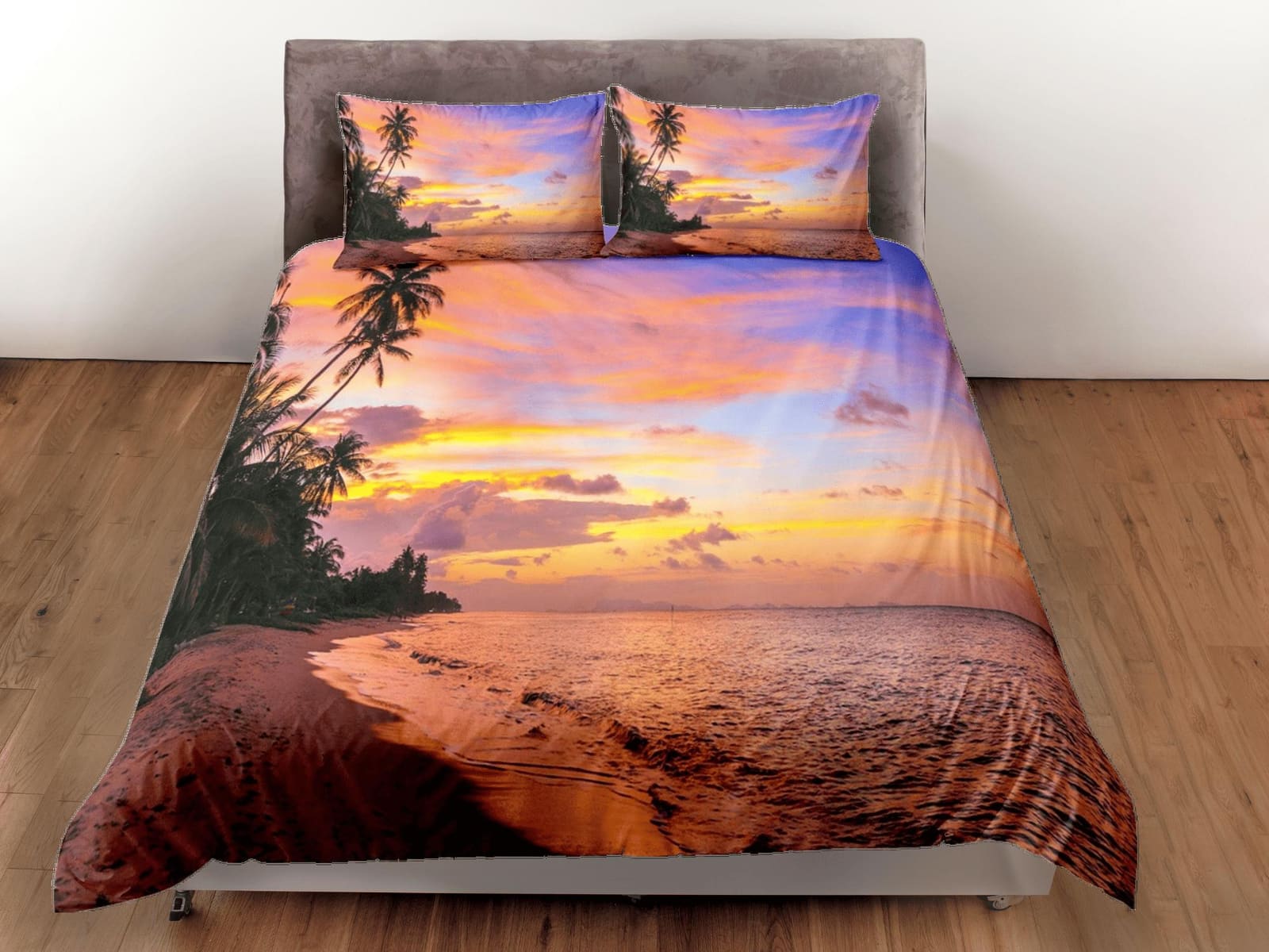 Sunset colors coastal grandma duvet cover nautical bedding set full queen king, aesthetic beach room decor, ocean lover gi…