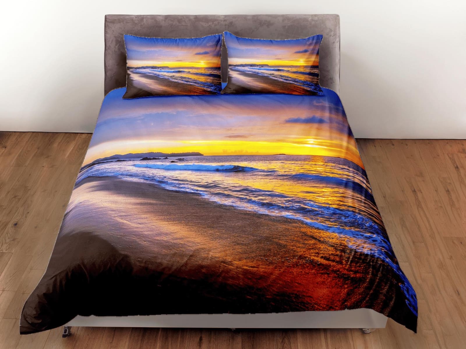 Sunset in seashore coastal grandma duvet cover nautical bedding set full queen king, aesthetic beach room decor, ocean lov…