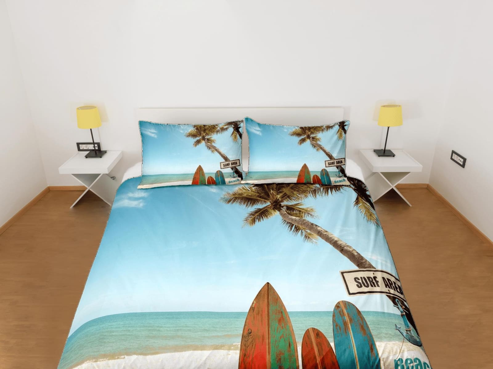 Surfer beach seaside coastal grandma duvet cover nautical bedding set full queen king, aesthetic room decor, ocean lover g…