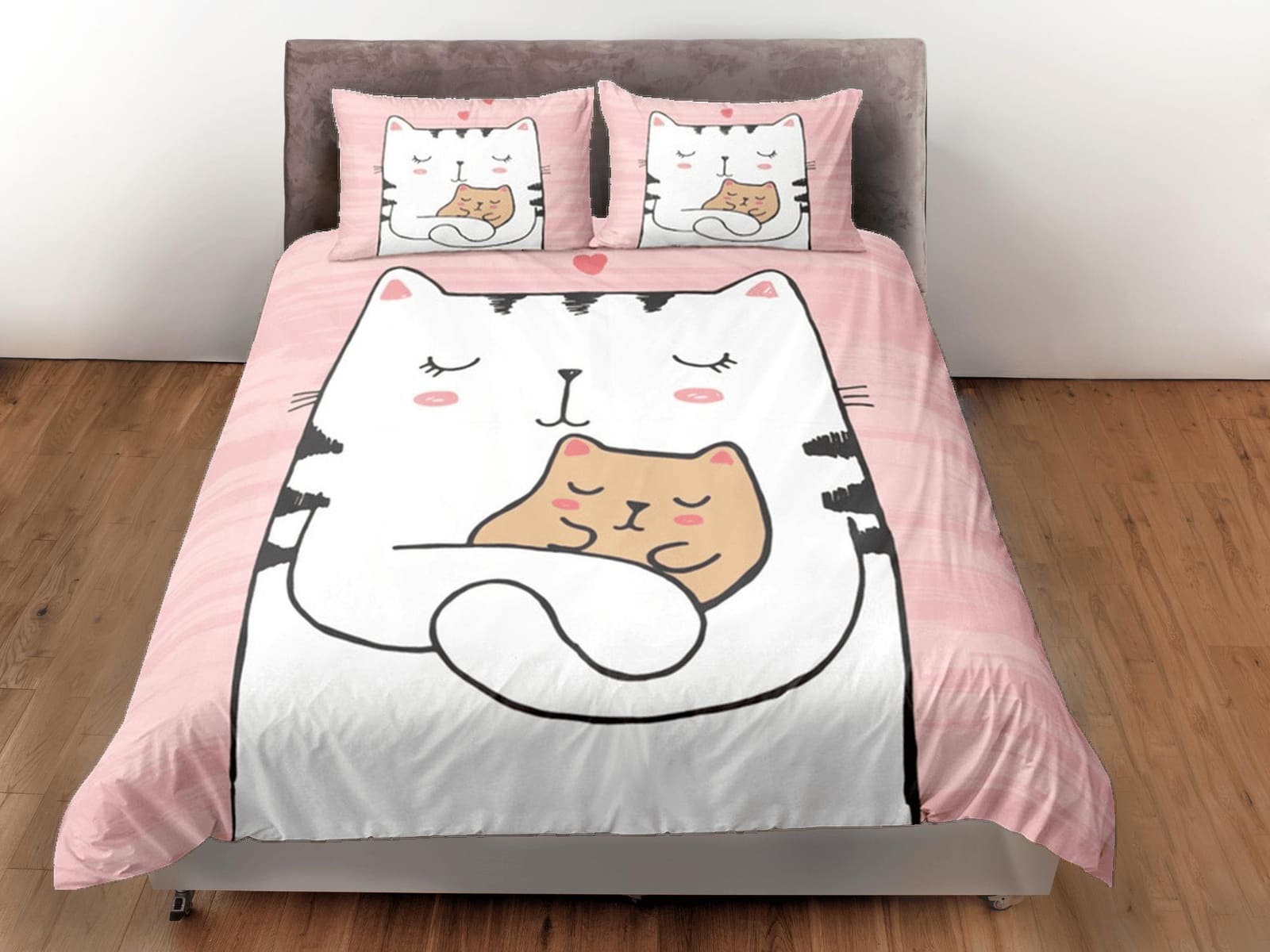 Sweet Cat and Kitten Cute Bedding, Toddler Bedding, Kids Duvet Cover Set, Baby Bedding, Baby Shower Doona Cover up to Cali…
