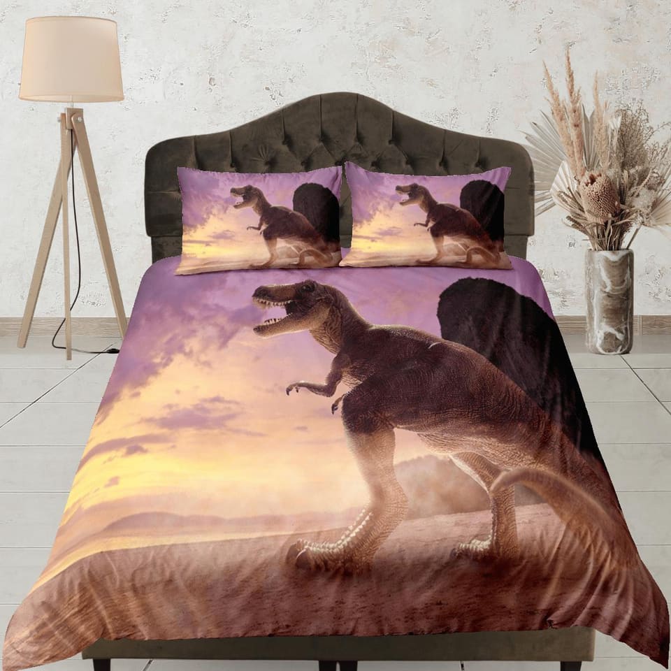 T-rex dinosaur bedding, adult duvet cover, dorm bedding, teen boys bedding set full, animal duvet cover set, dinosaur gift…