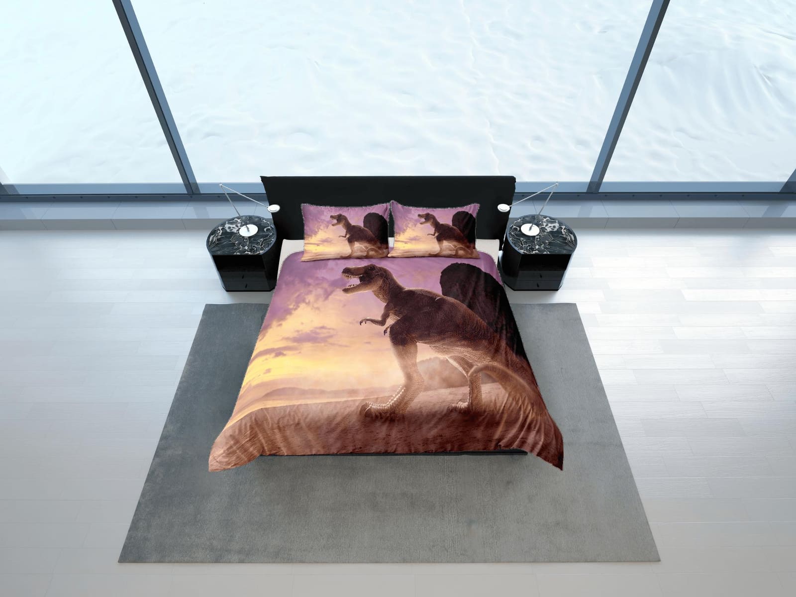 T-rex dinosaur bedding, adult duvet cover, dorm bedding, teen boys bedding set full, animal duvet cover set, dinosaur gift…
