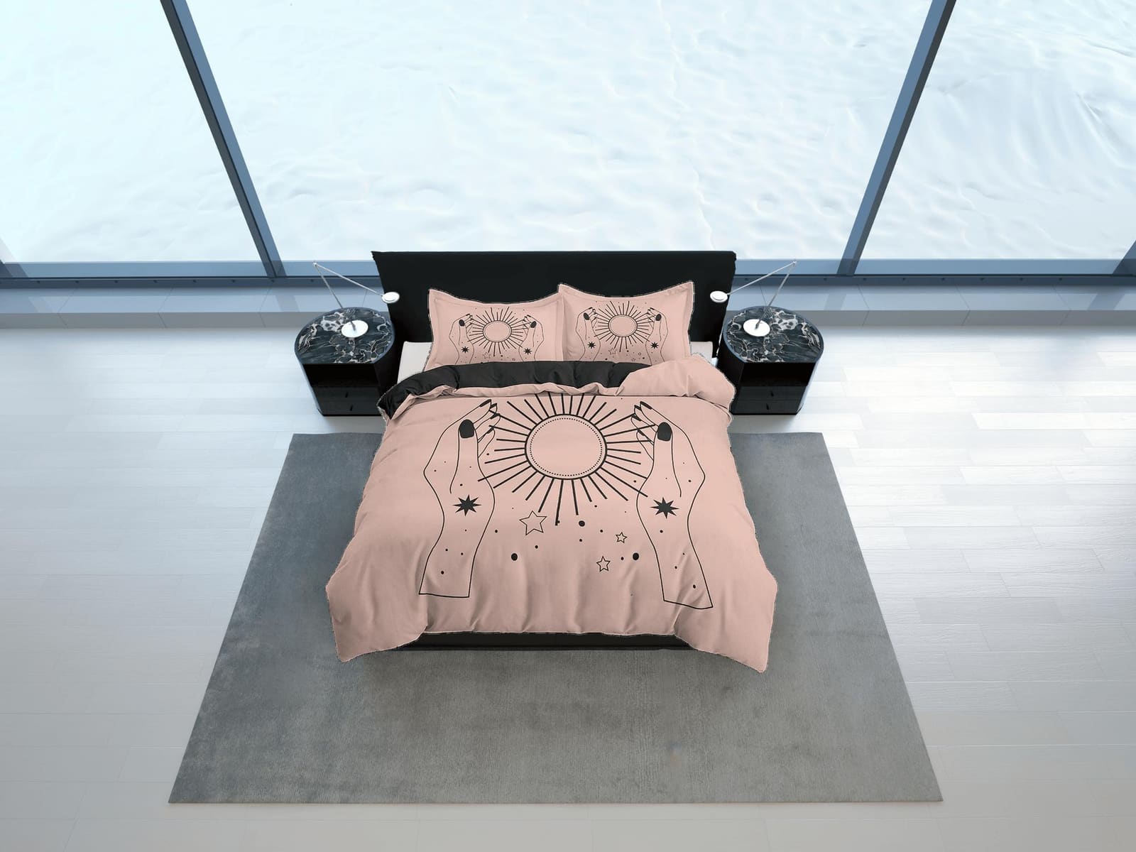 The Sun Boho Beige Bedding Minimalist, Zodiac Gift Celestial Dorm Bedding, Astrology Duvet Cover Set, Aesthetic Duvet Cove…