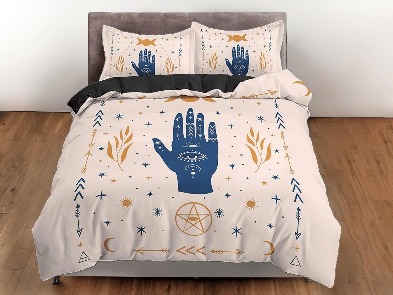 The Third Eye Astrology Boho Bedding, Illuminati Zodiac Gift Dorm Bedding, Duvet Cover Set, Aesthetic Duvet King Queen Ful…