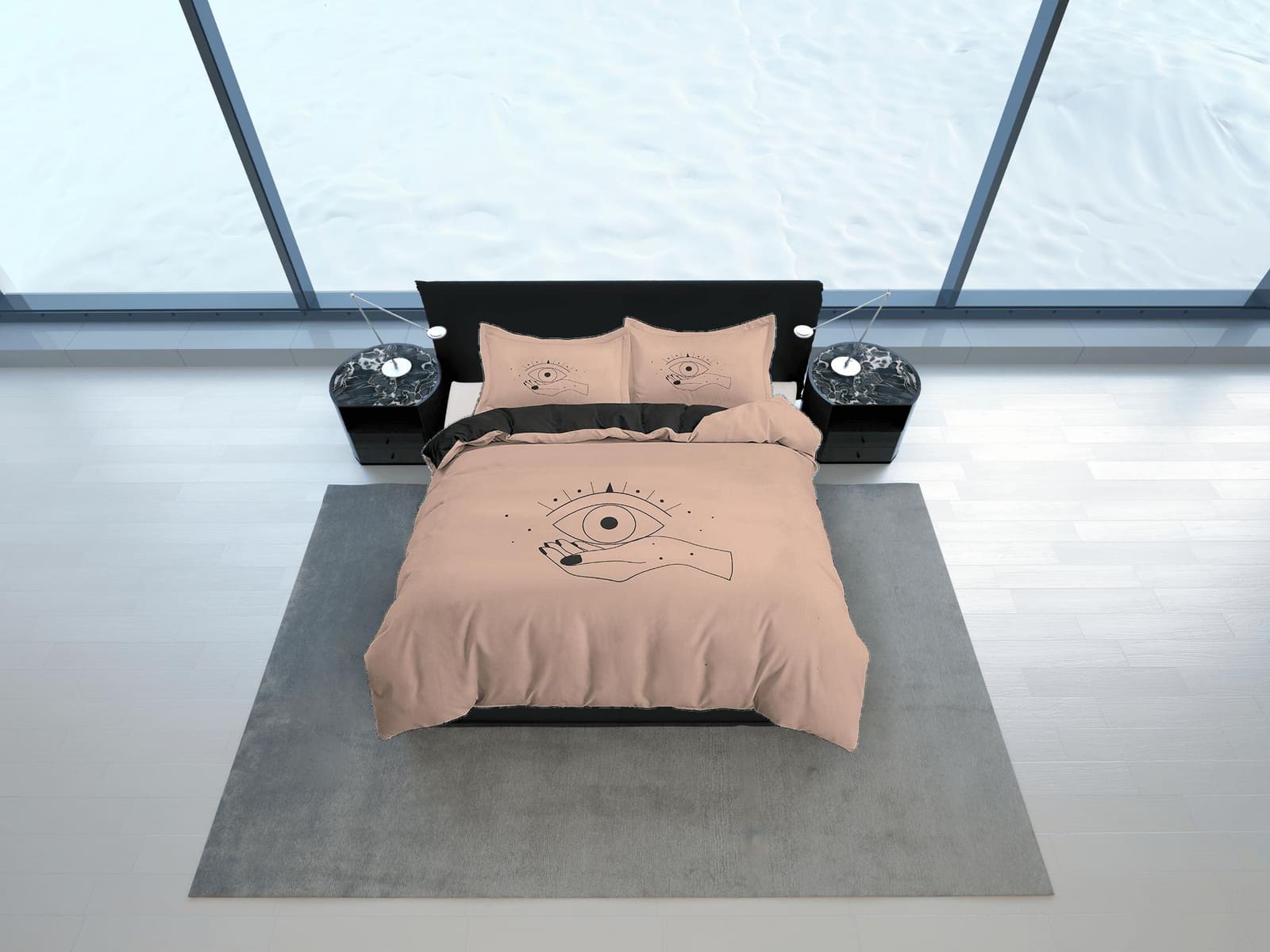 The Third Eye Boho Beige Bedding Minimalist, Zodiac Gift Celestial Dorm Bedding, Astrology Duvet Cover Set, Aesthetic Duve…