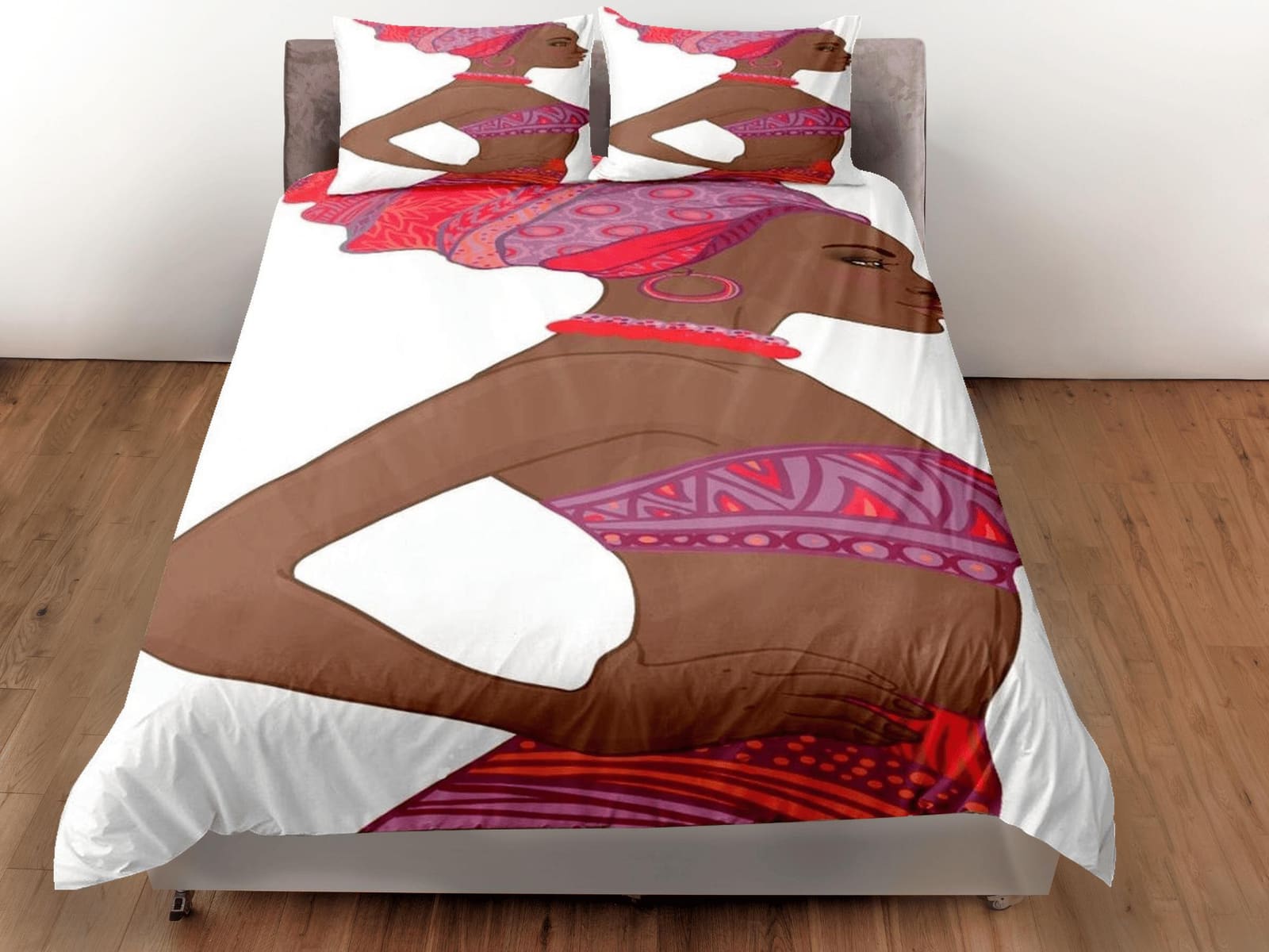 Tribal african woman bedding set duvet cover, boho bedding set african ethnic designs, afrocentric designer bedding, south…