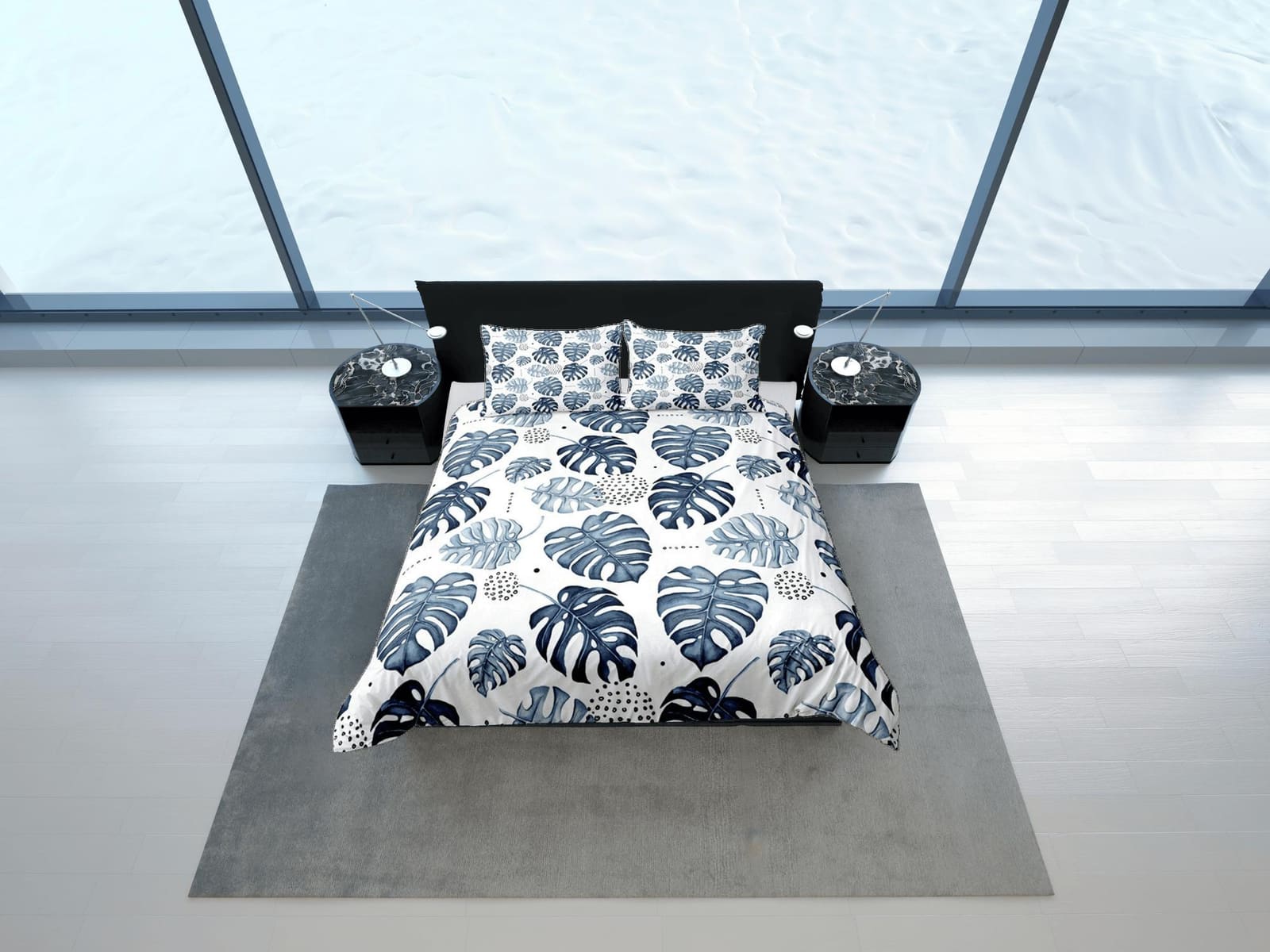 Tropical Duvet Cover Set Green, Bedspread Dorm Bedding Set, Summer Bedroom