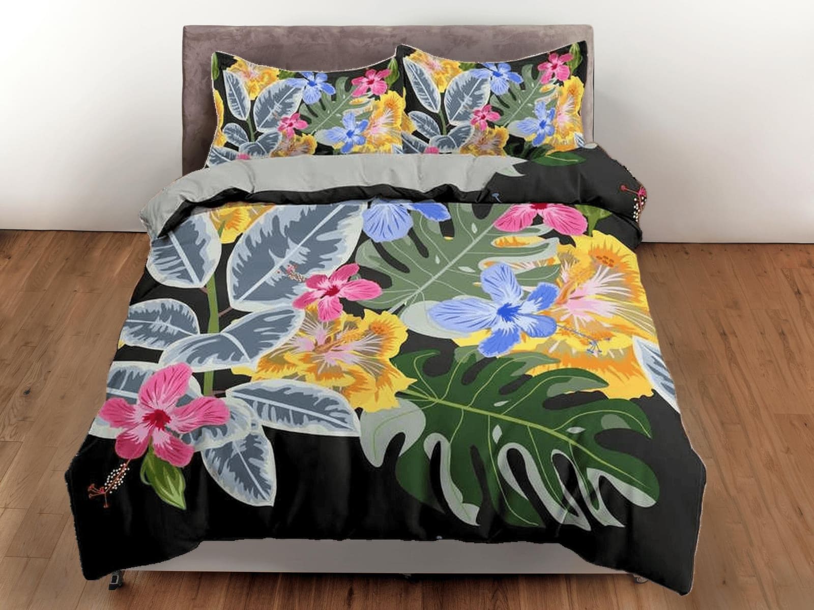 Tropical floral duvet cover colorful bedding, teen girl bedroom, baby girl crib bedding boho maximalist bedspread aestheti…