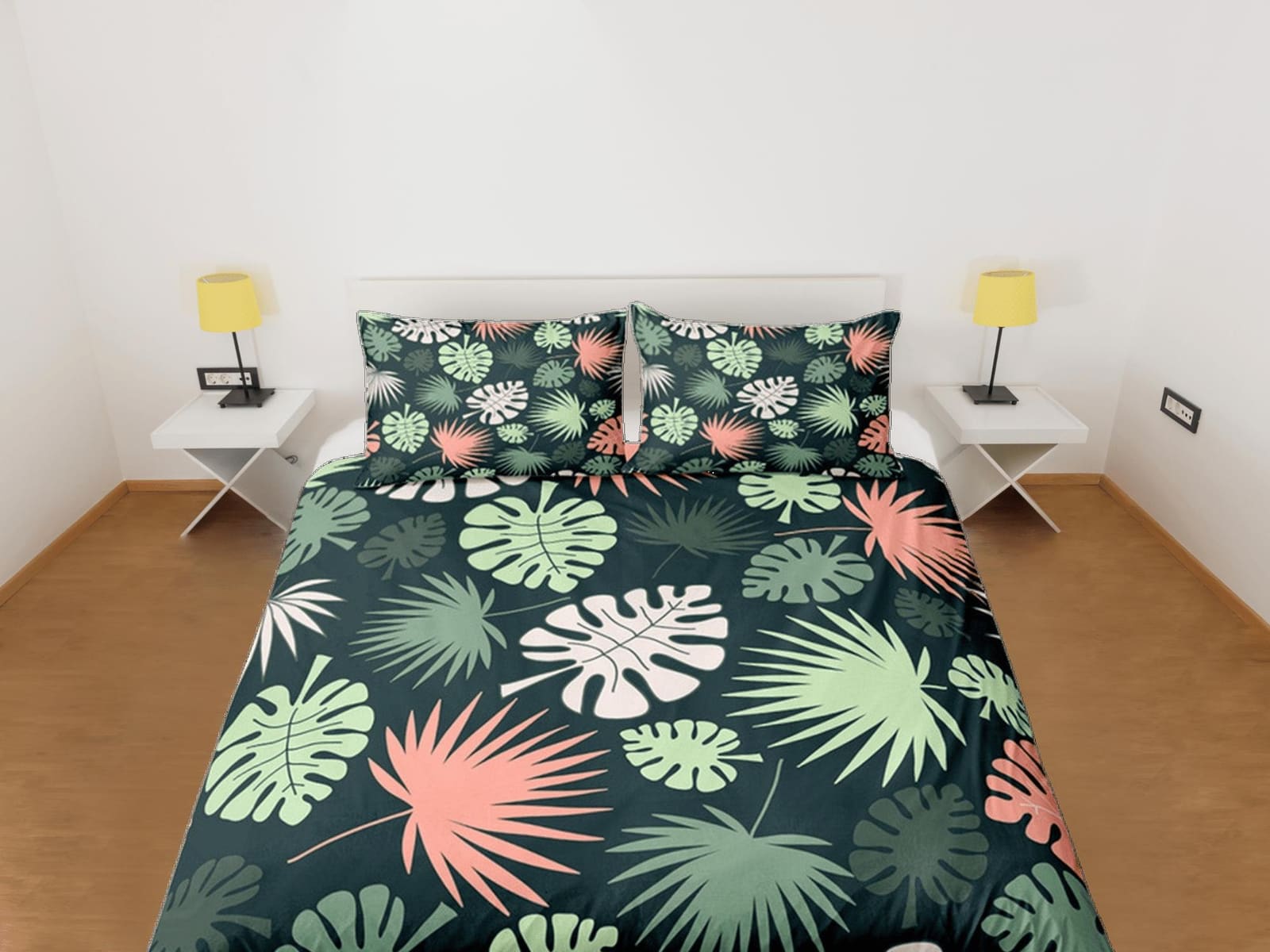 Tropical Green Duvet Cover Set, Bedspread Dorm Bedding Set, Summer Bedroom