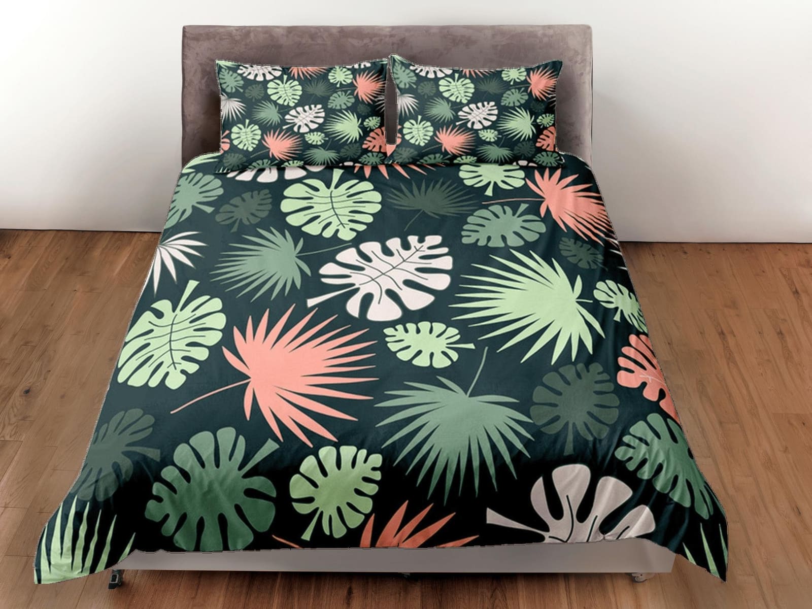 Tropical Green Duvet Cover Set, Bedspread Dorm Bedding Set, Summer Bedroom