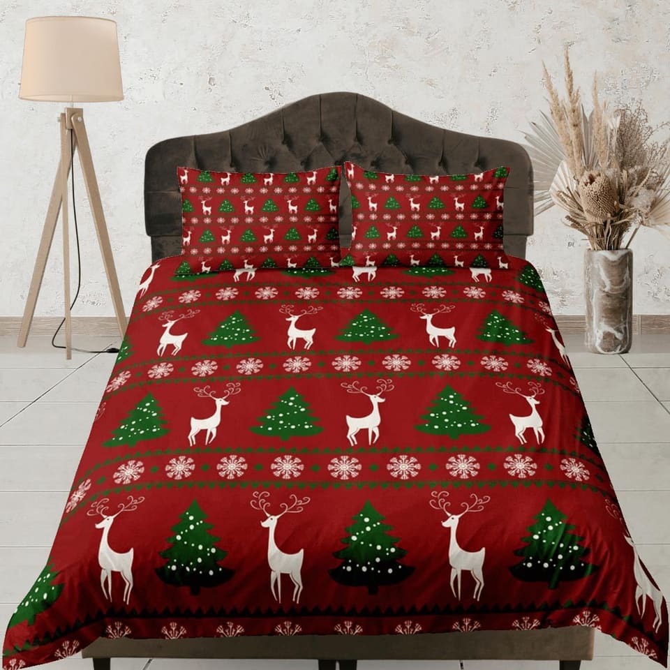 Ugly christmas sweater inspired duvet cover set christmas full size bedding & pillowcase, college bedding, crib toddler be…