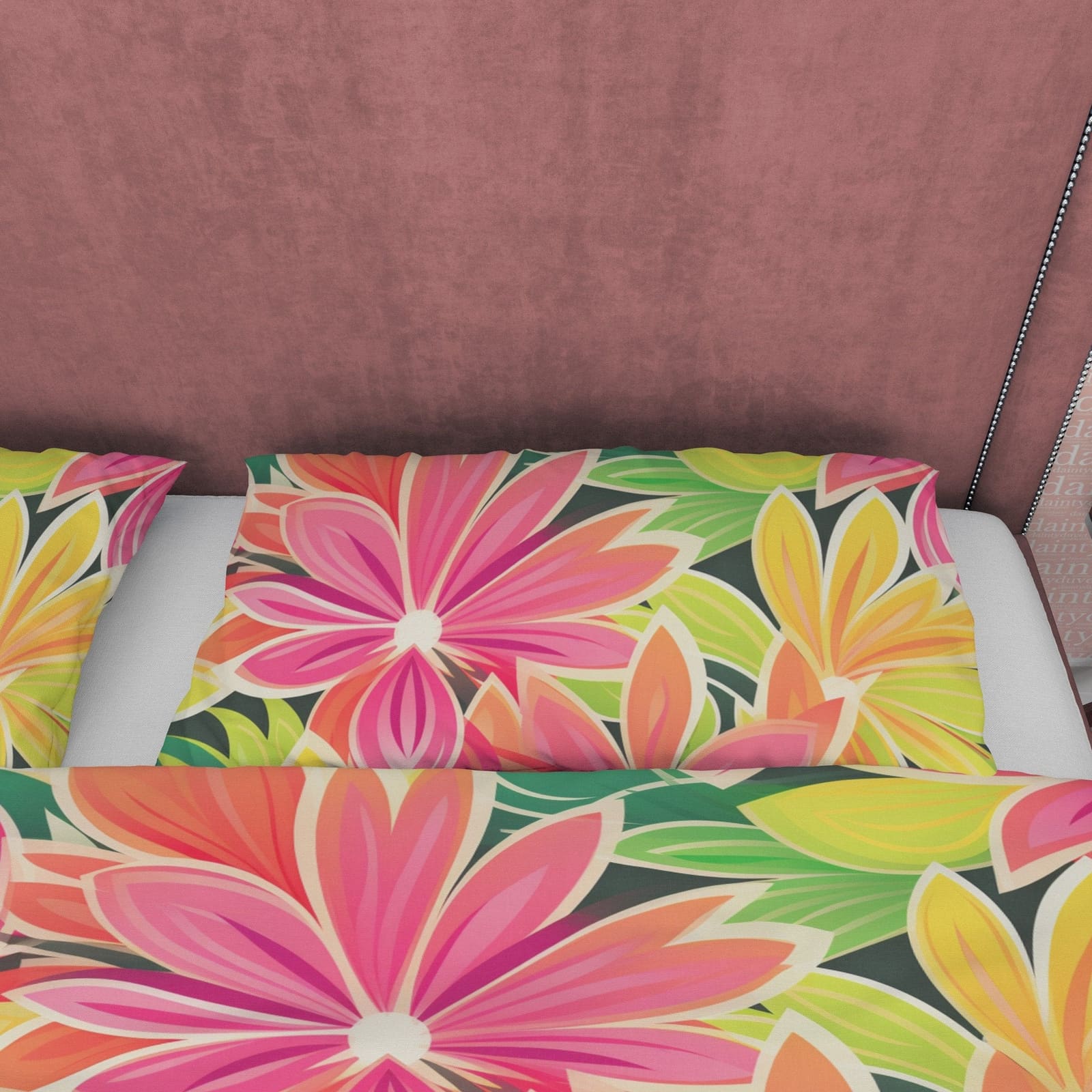 Vibrant Color Boho Bedding Colorful Duvet Cover Bohemian Bedroom Set, Floral Quilt Cover, Aesthetic Bedspread, Pink Unique…