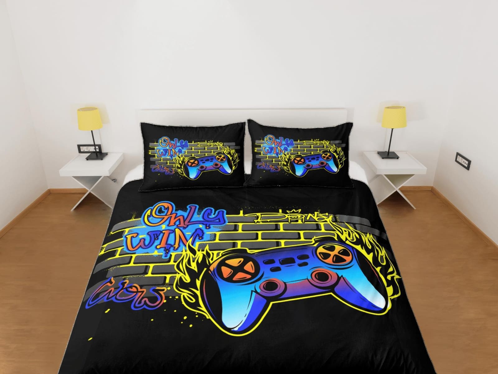 Video Game Duvet Cover Set Colorful Bedspread for Boys, Dorm Bedding Pillowcase