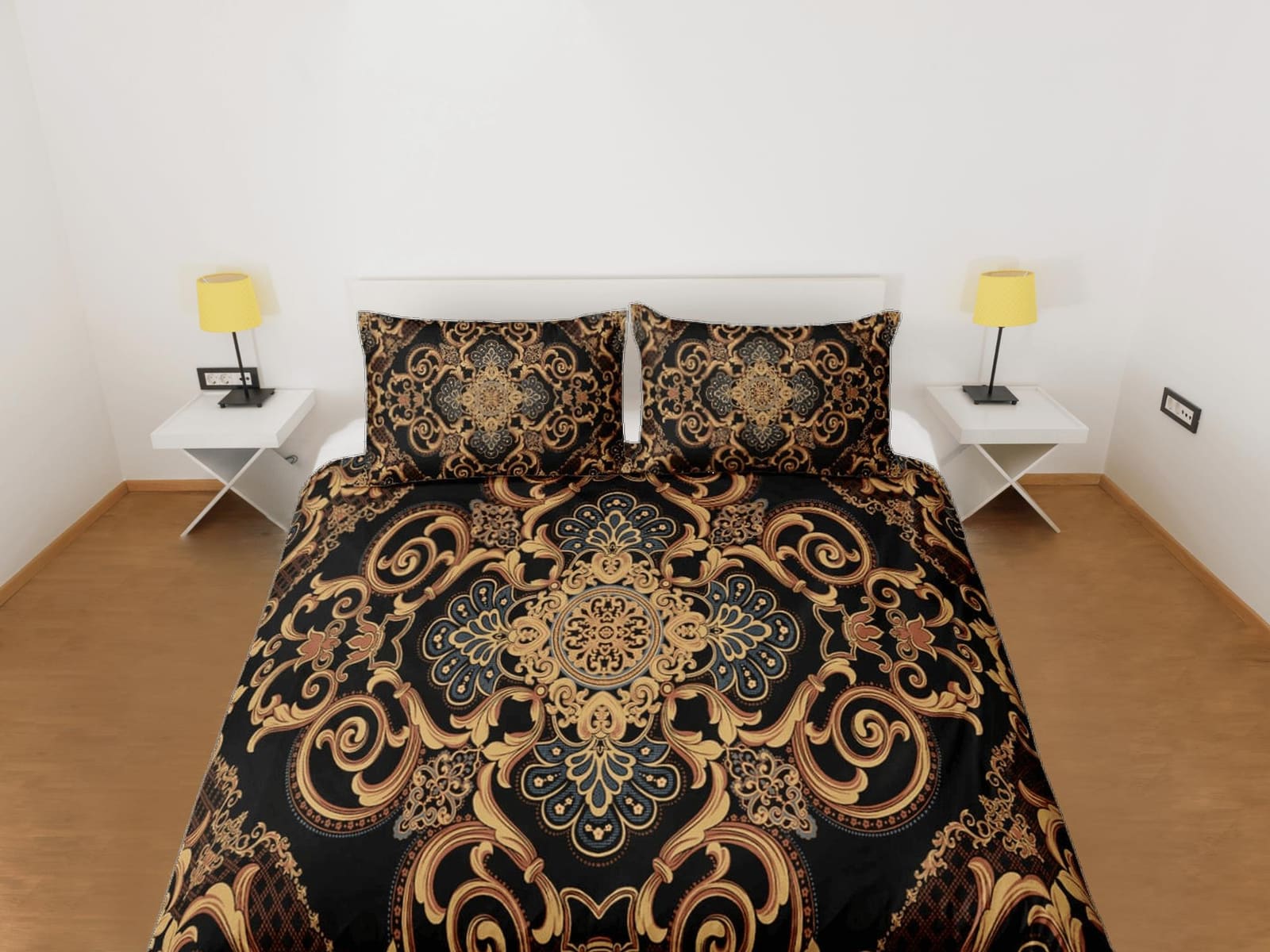 Vintage baroque victorian duvet cover boho bedding set full, queen, king, dorm bedding, aesthetic room luxury bedspread ma…